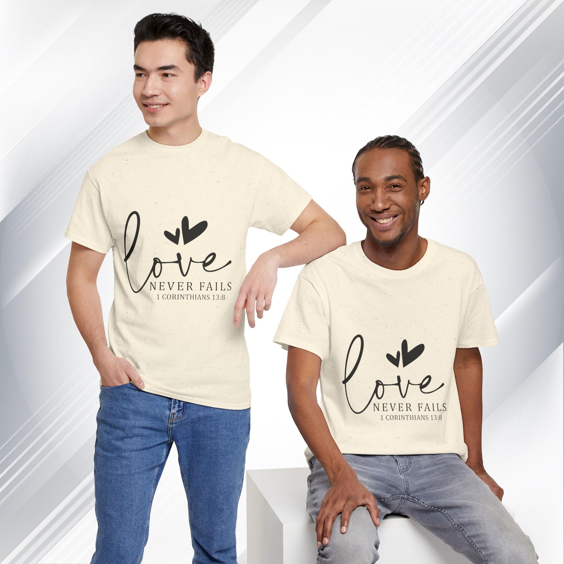 Love Never Fails Unisex Heavy Cotton Tee - Inspirational Christian T-Shirt - GULLYDESIGN