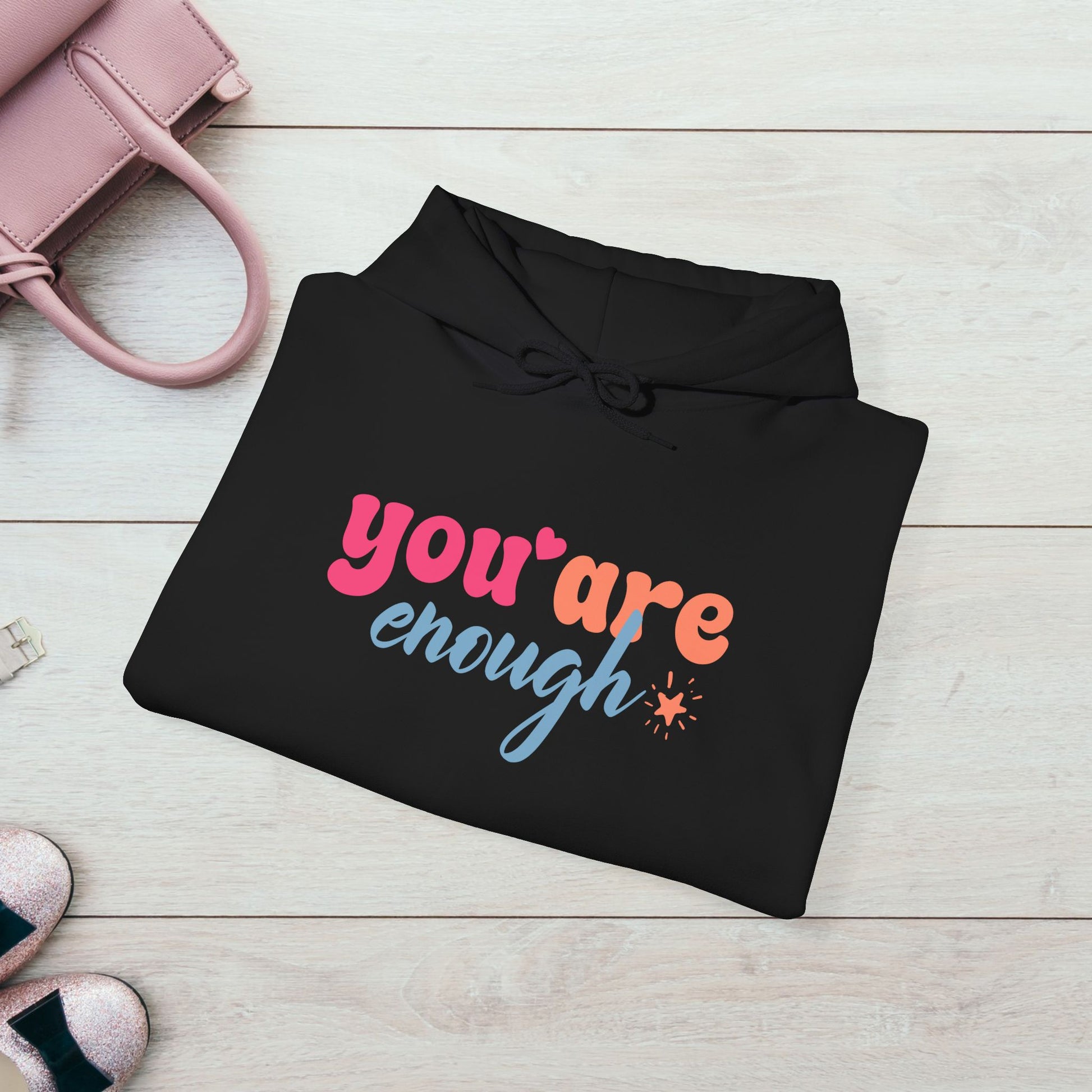 Inspirational Unisex Hoodie - 'You Are Enough' Motivational Sweatshirt for Self-Love & Positivity - GULLYDESIGN