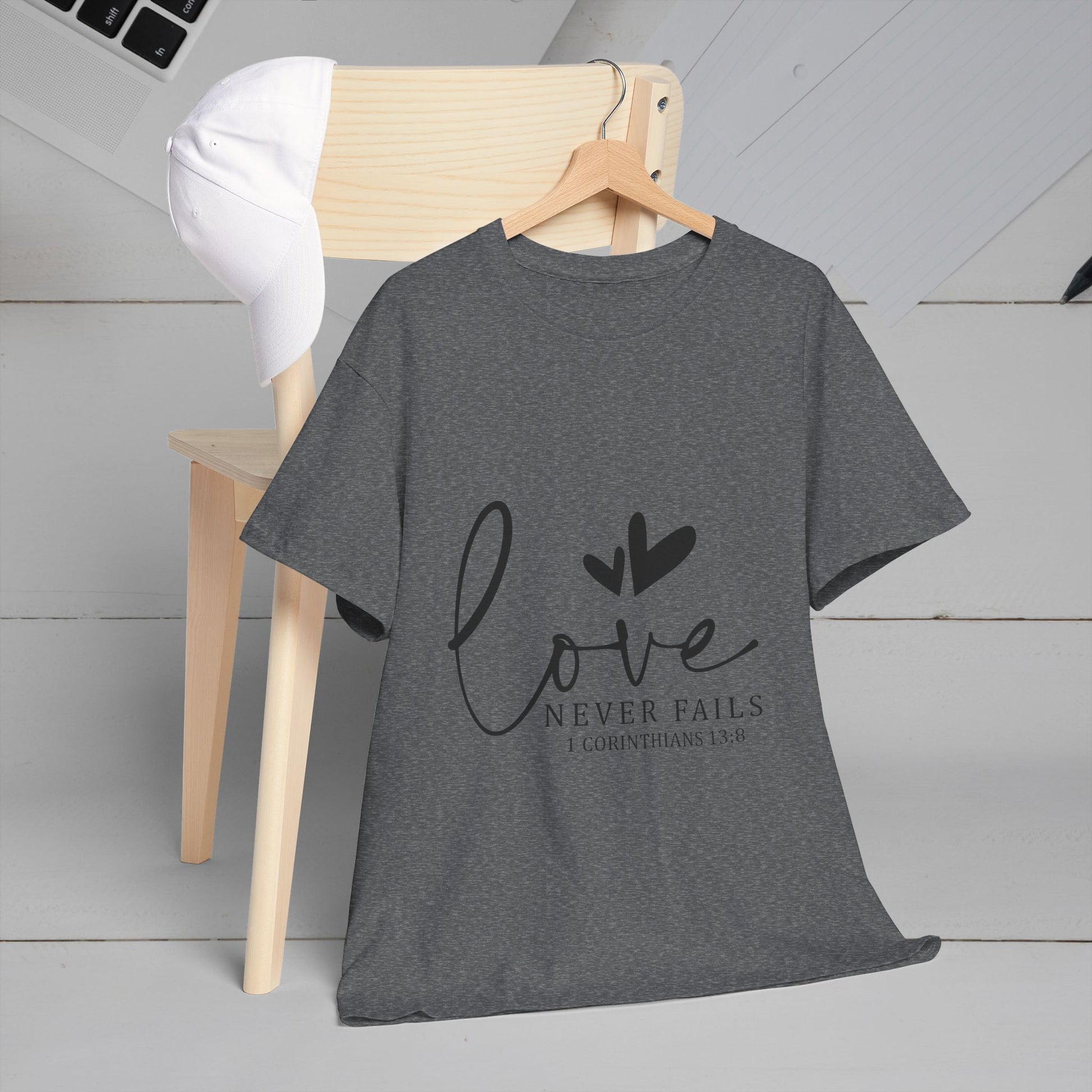 Love Never Fails Unisex Heavy Cotton Tee - Inspirational Christian T-Shirt - GULLYDESIGN
