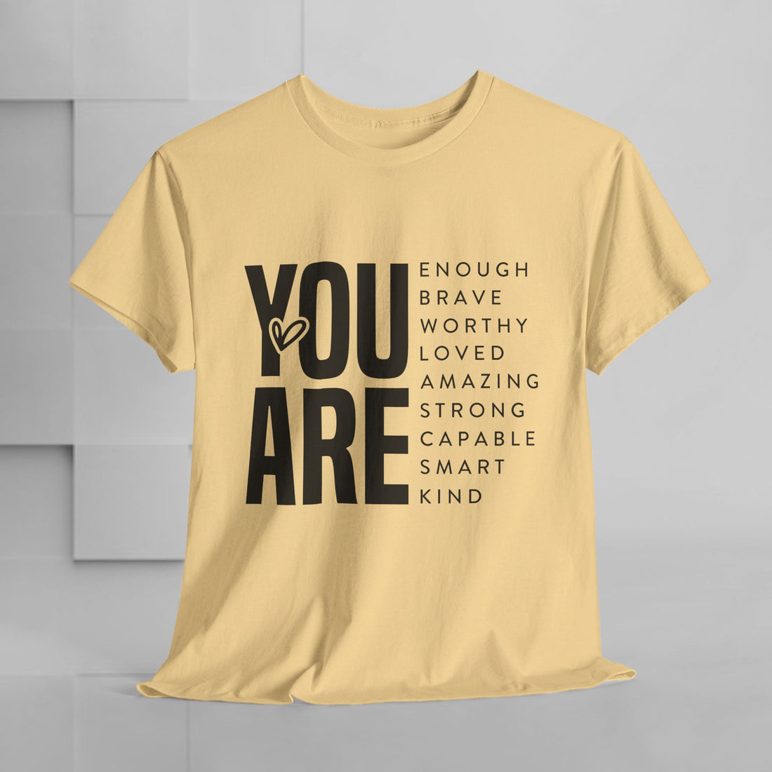 You Are Enough Unisex Heavy Cotton Tee | Inspirational Graphic Tee for Self-Love and Positivity - GULLYDESIGN
