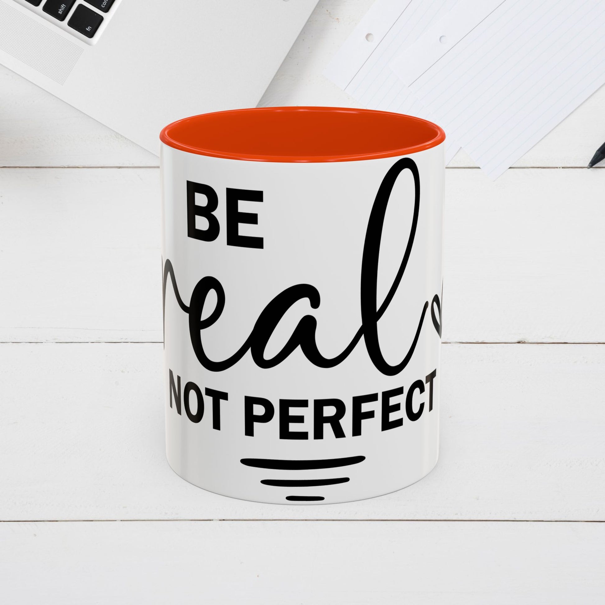 Inspirational Coffee Mug - "Be Real Not Perfect" - Colorful 11oz & 15oz Designs - GULLYDESIGN