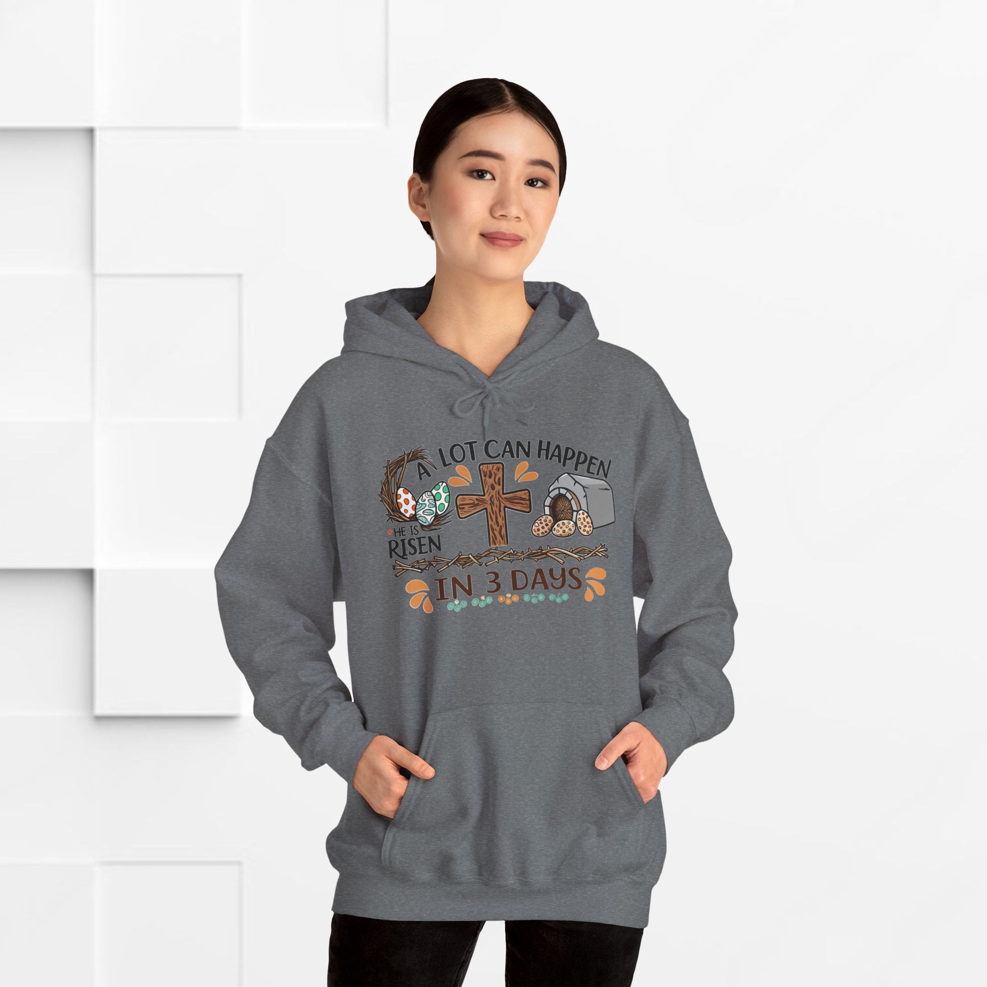 Inspirational Easter Hoodie - "A Lot Can Happen in 3 Days" - Unisex Heavy Blend Sweatshirt - GULLYDESIGN