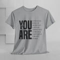 You Are Enough Unisex Heavy Cotton Tee | Inspirational Graphic Tee for Self-Love and Positivity - GULLYDESIGN