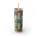 Vintage Floral Mama Skinny Tumbler with Straw | 20oz Stylish Drinkware for Moms - GULLYDESIGN