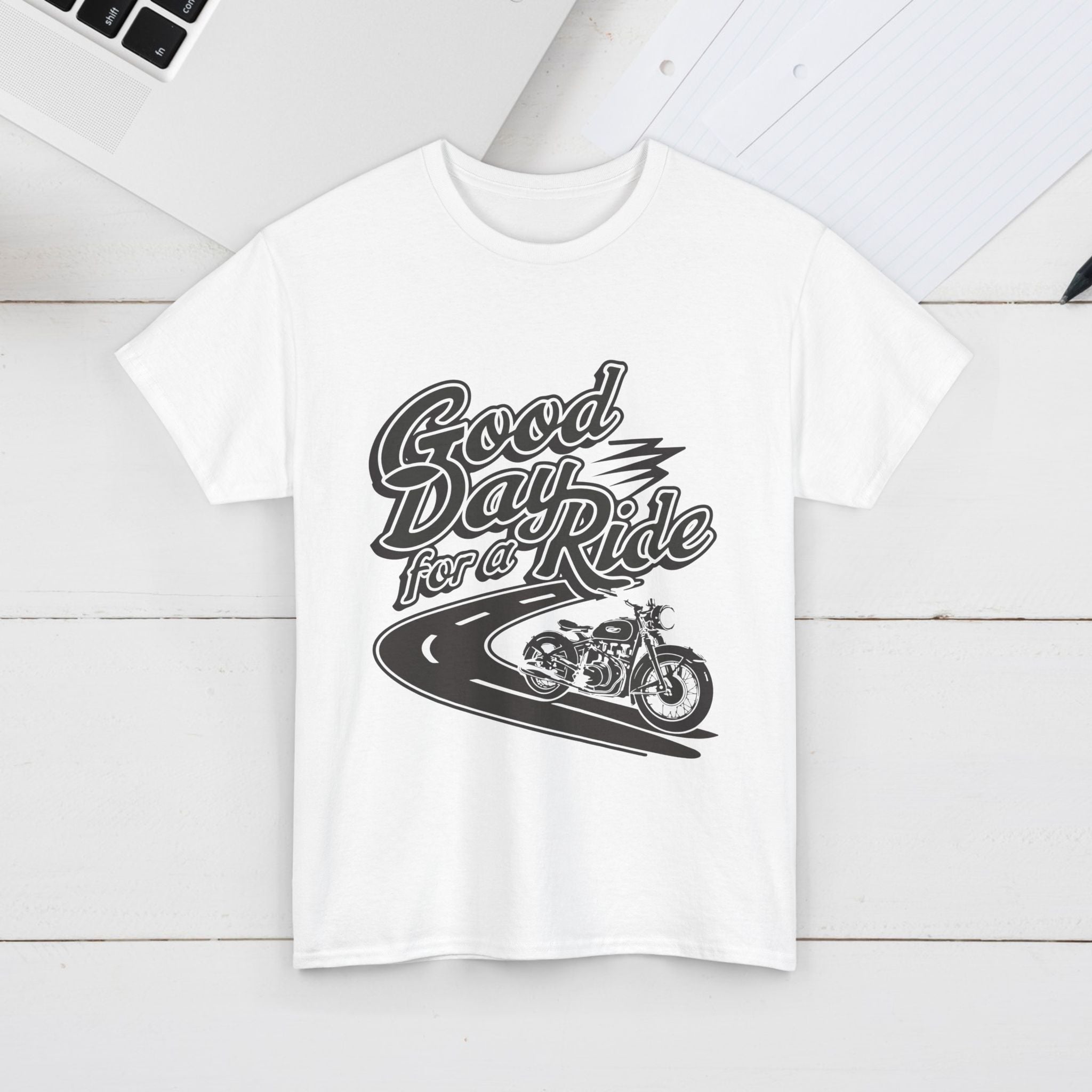Good Day for a Ride Unisex Heavy Cotton Tee - Perfect for Motorcycle Enthusiasts