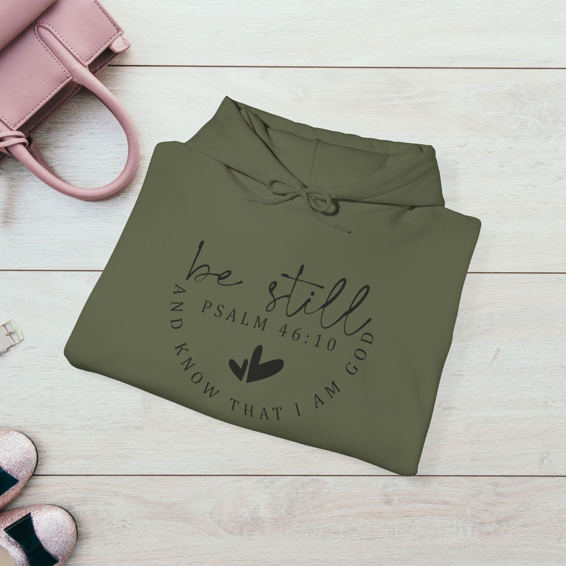 Inspirational Hoodie - Be Still Psalm 46:10 Heavy Blend Sweatshirt - GULLYDESIGN
