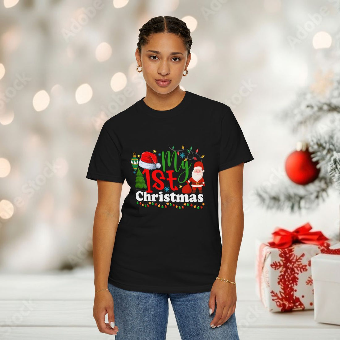 Holly Jolly Christmas graphic T-shirt | Holiday holly wreath tee