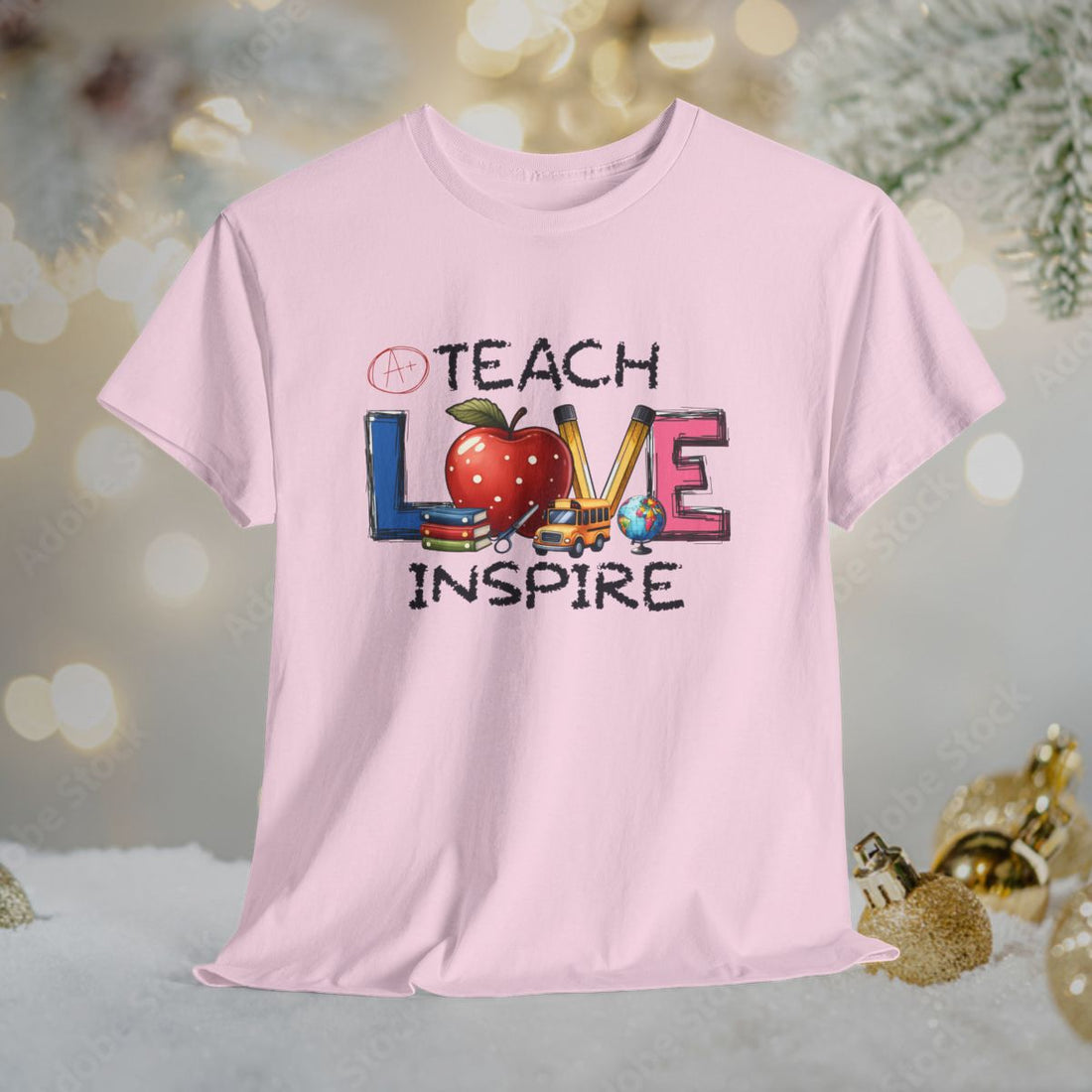 Teacher Love apple pencil ruler T-Shirt | Teacher Inspire design