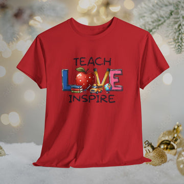 Teacher Love apple pencil ruler T-Shirt | Teacher Inspire design