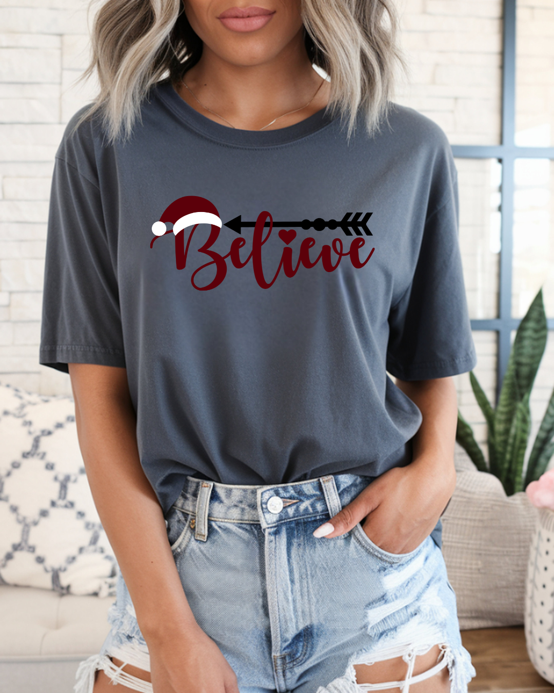 Santa Believe” Christmas T-Shirt – Festive Holiday Graphic Tee