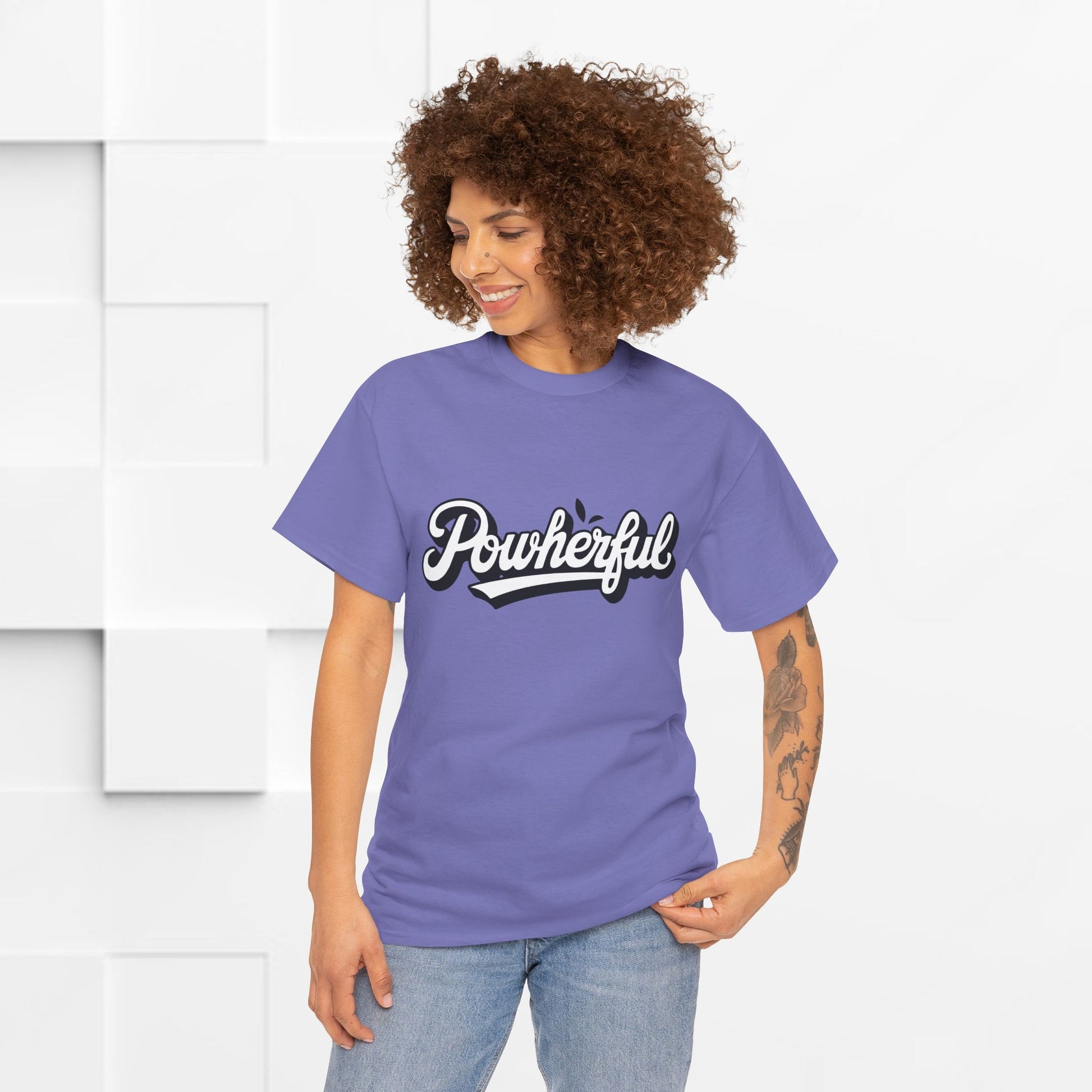 Unisex Heavy Cotton Tee - 'Powerful' Graphic Tee for Empowerment and Self-Expression - GULLYDESIGN