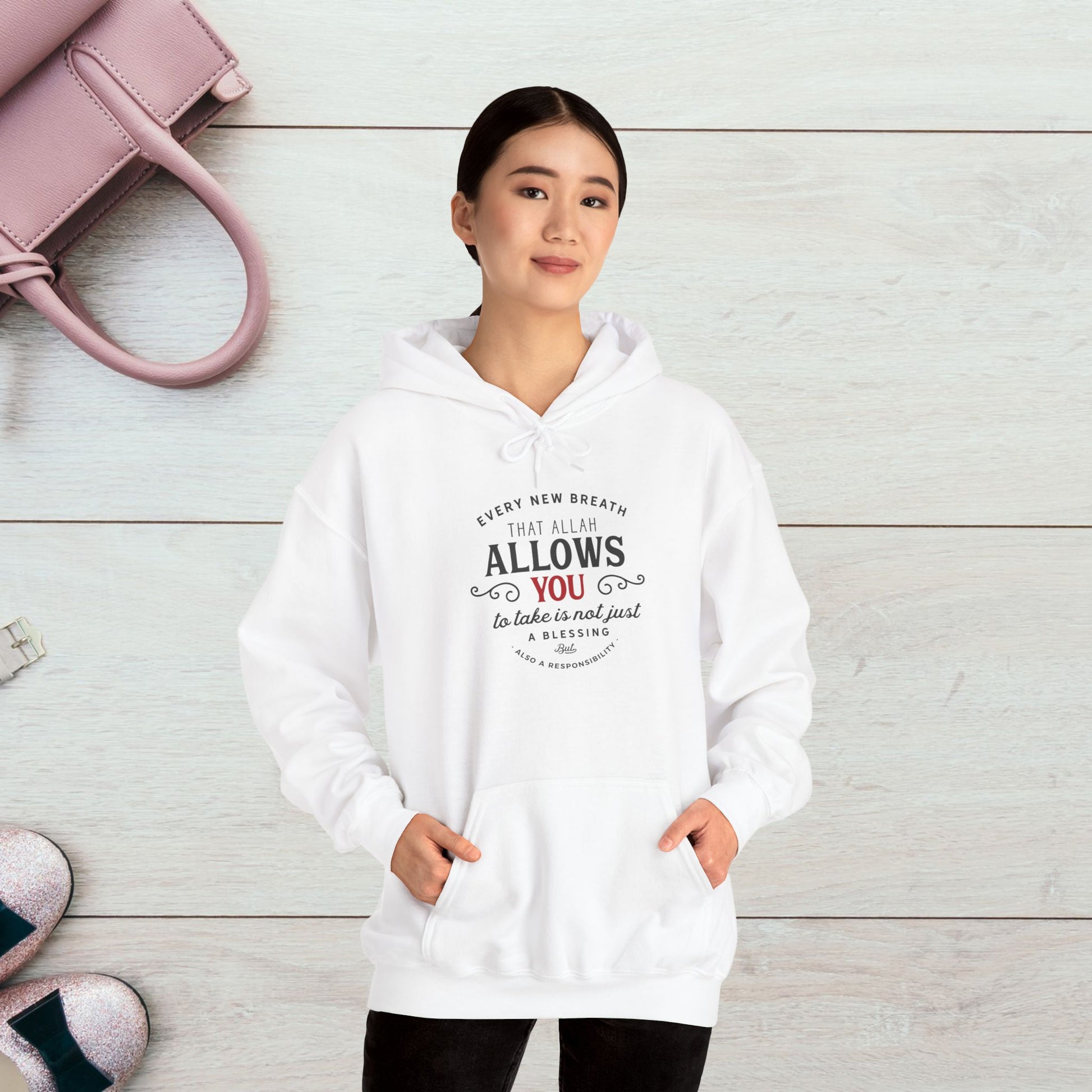 "Every New Breath is a Blessing & a Responsibility"  Unisex Heavy Blend™ Hooded Sweatshirt – Inspirational Islamic Quote - GULLYDESIGN