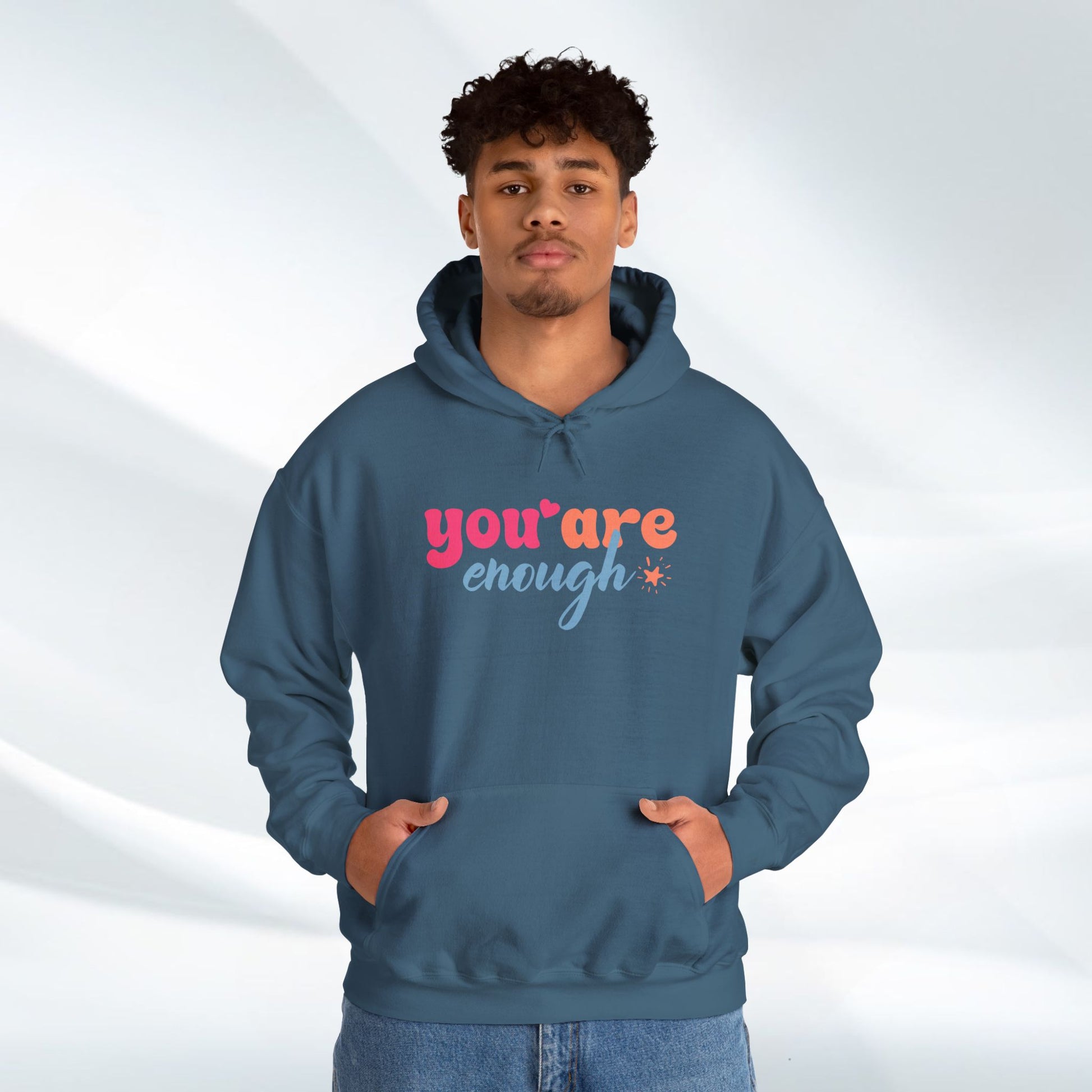 Inspirational Unisex Hoodie - 'You Are Enough' Motivational Sweatshirt for Self-Love & Positivity - GULLYDESIGN