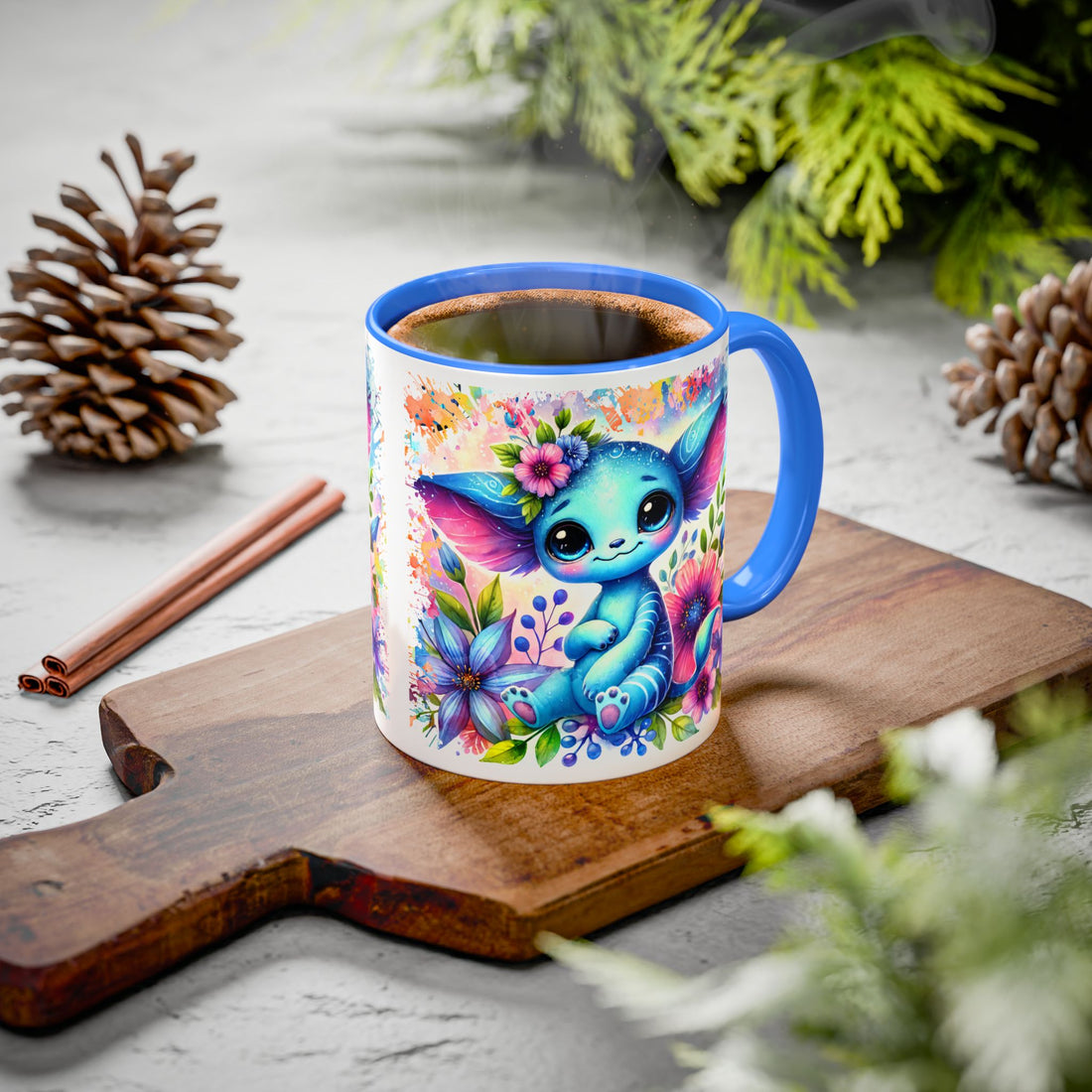 Colorful Floral Character Mug - Cute 11oz/15oz Coffee Mug for Nature Lovers - GULLYDESIGN
