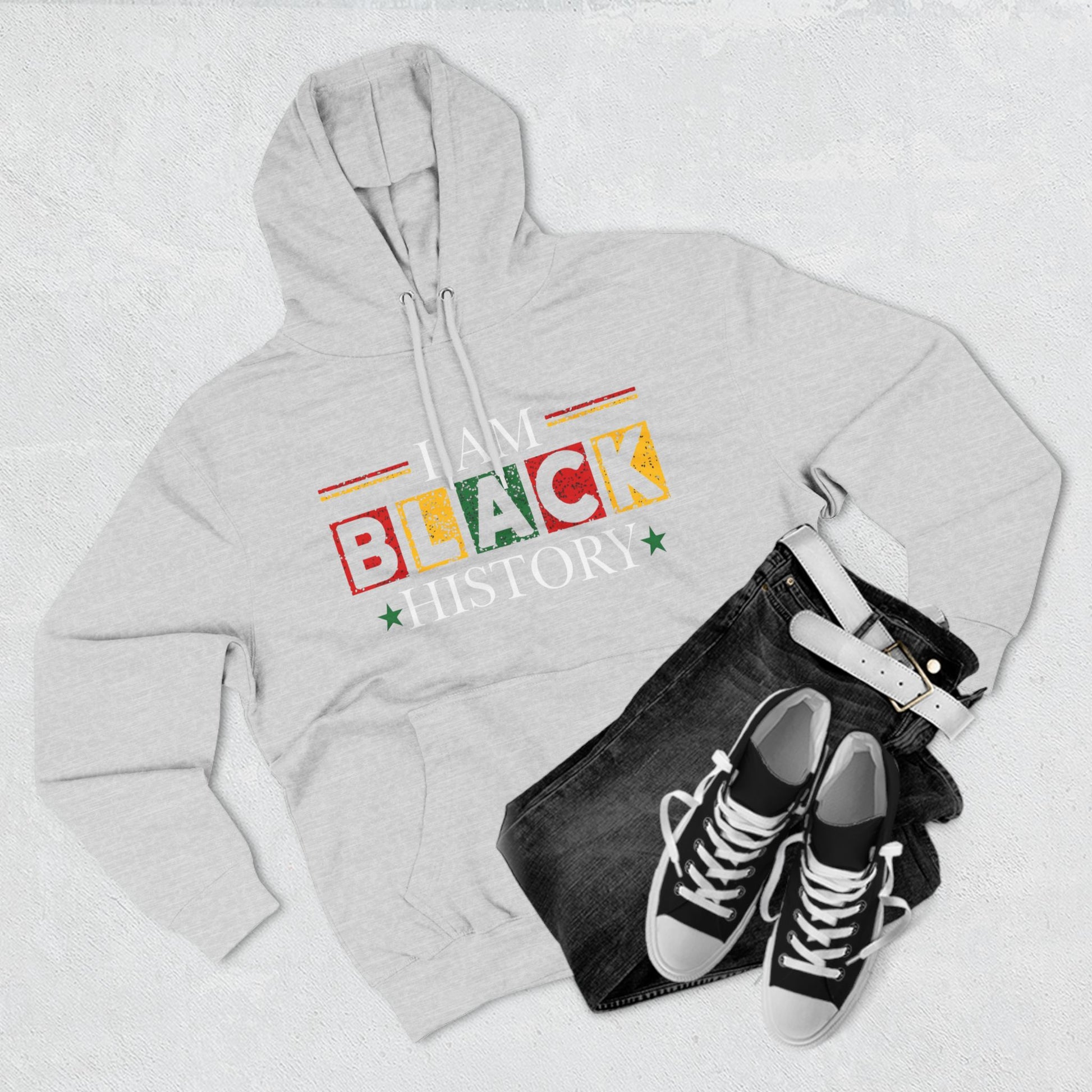 Black History Three-Panel Fleece Hoodie - Celebrate Identity & Culture - GULLYDESIGN