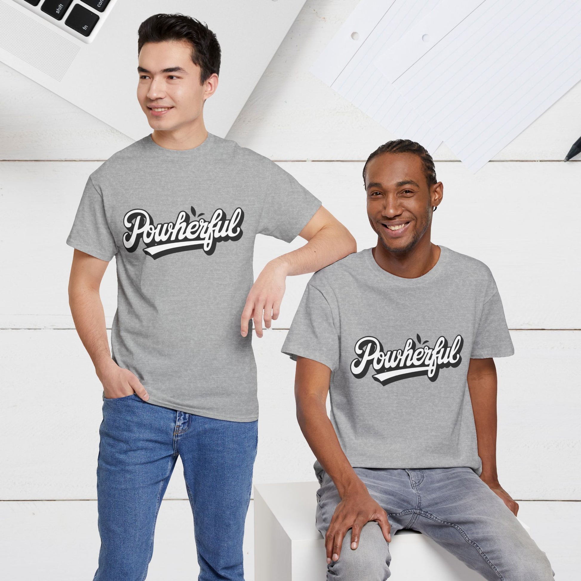 Unisex Heavy Cotton Tee - 'Powerful' Graphic Tee for Empowerment and Self-Expression - GULLYDESIGN