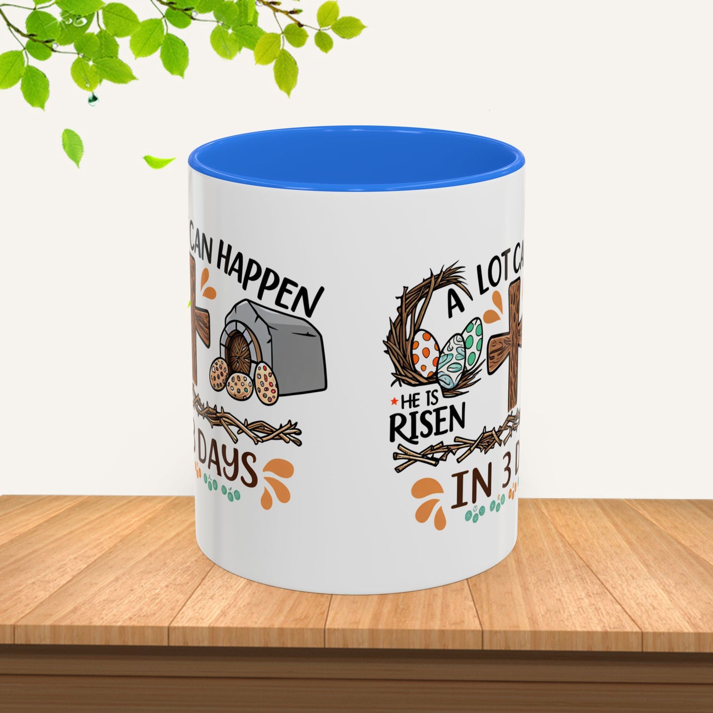 Inspirational Easter Mug - "A Lot Can Happen in 3 Days" - Colorful 11oz & 15oz Coffee Cup - GULLYDESIGN