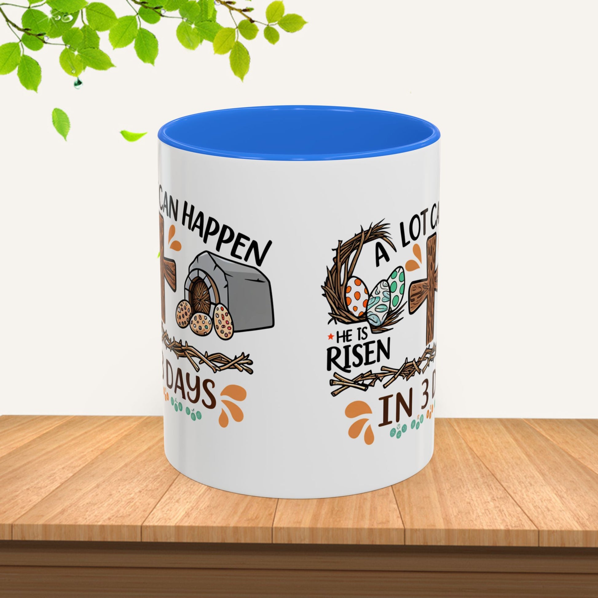 Inspirational Easter Mug - "A Lot Can Happen in 3 Days" - Colorful 11oz & 15oz Coffee Cup - GULLYDESIGN