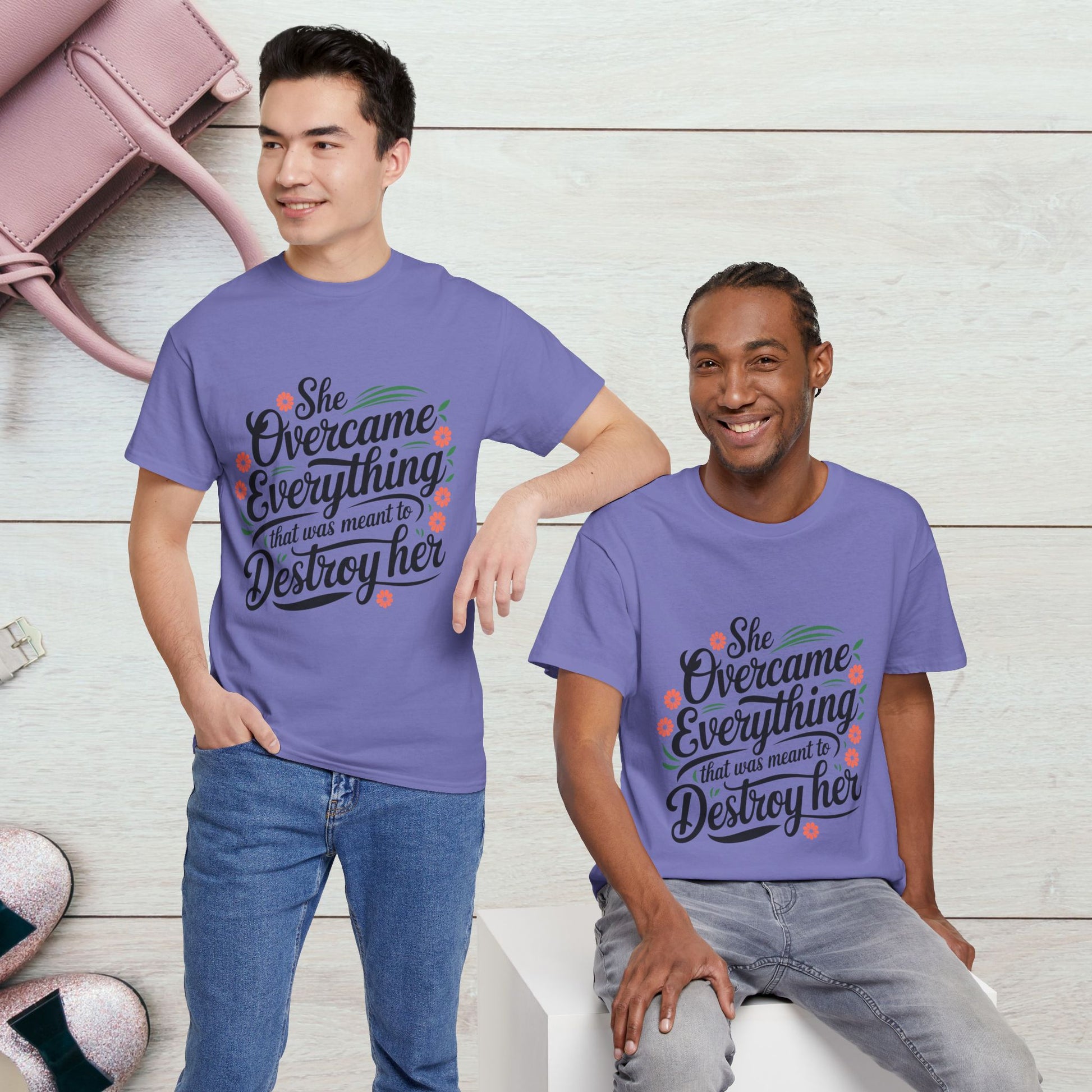 Empowering Women's Quote Unisex Heavy Cotton Tee - 'She Overcame Everything' - GULLYDESIGN