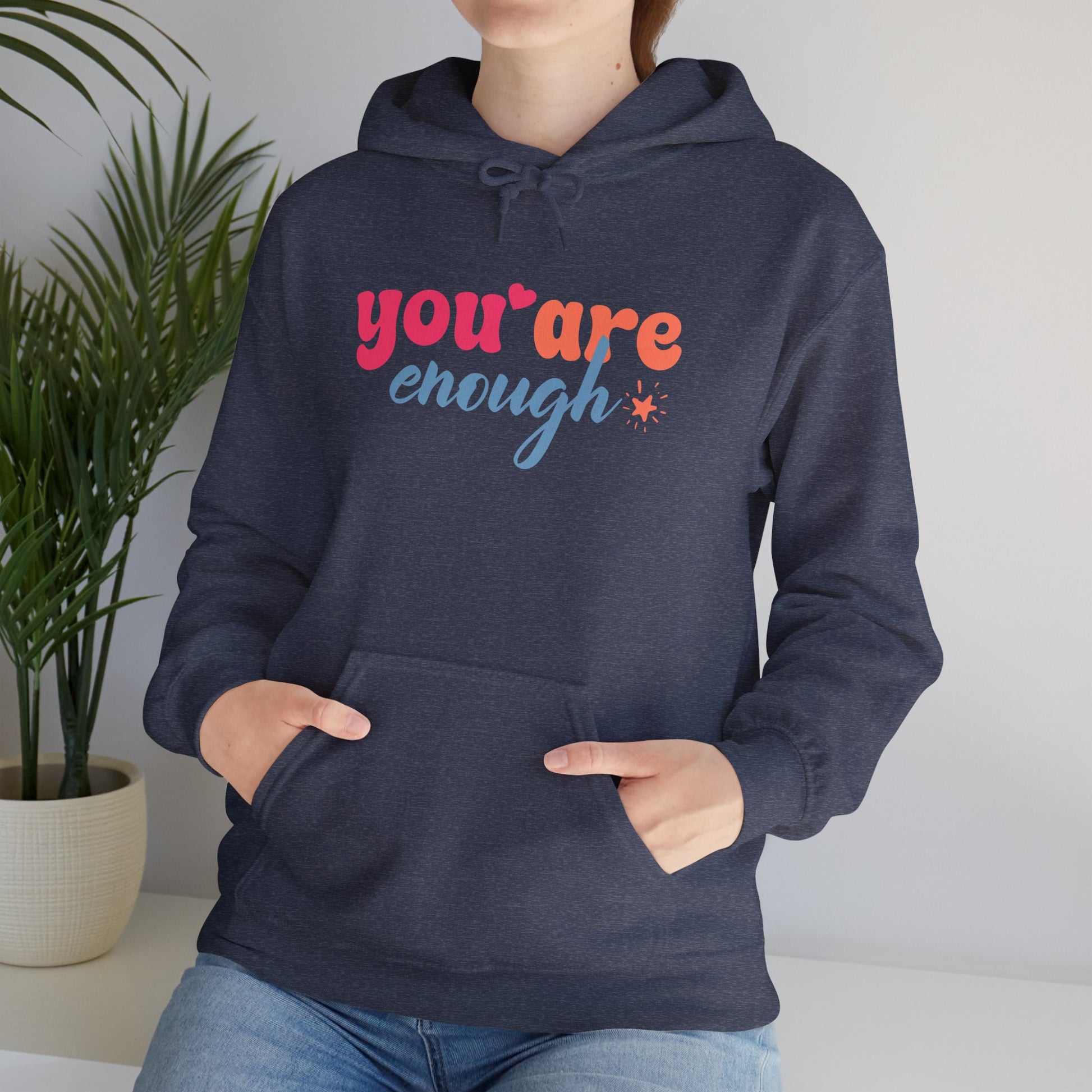 Inspirational Unisex Hoodie - 'You Are Enough' Motivational Sweatshirt for Self-Love & Positivity - GULLYDESIGN