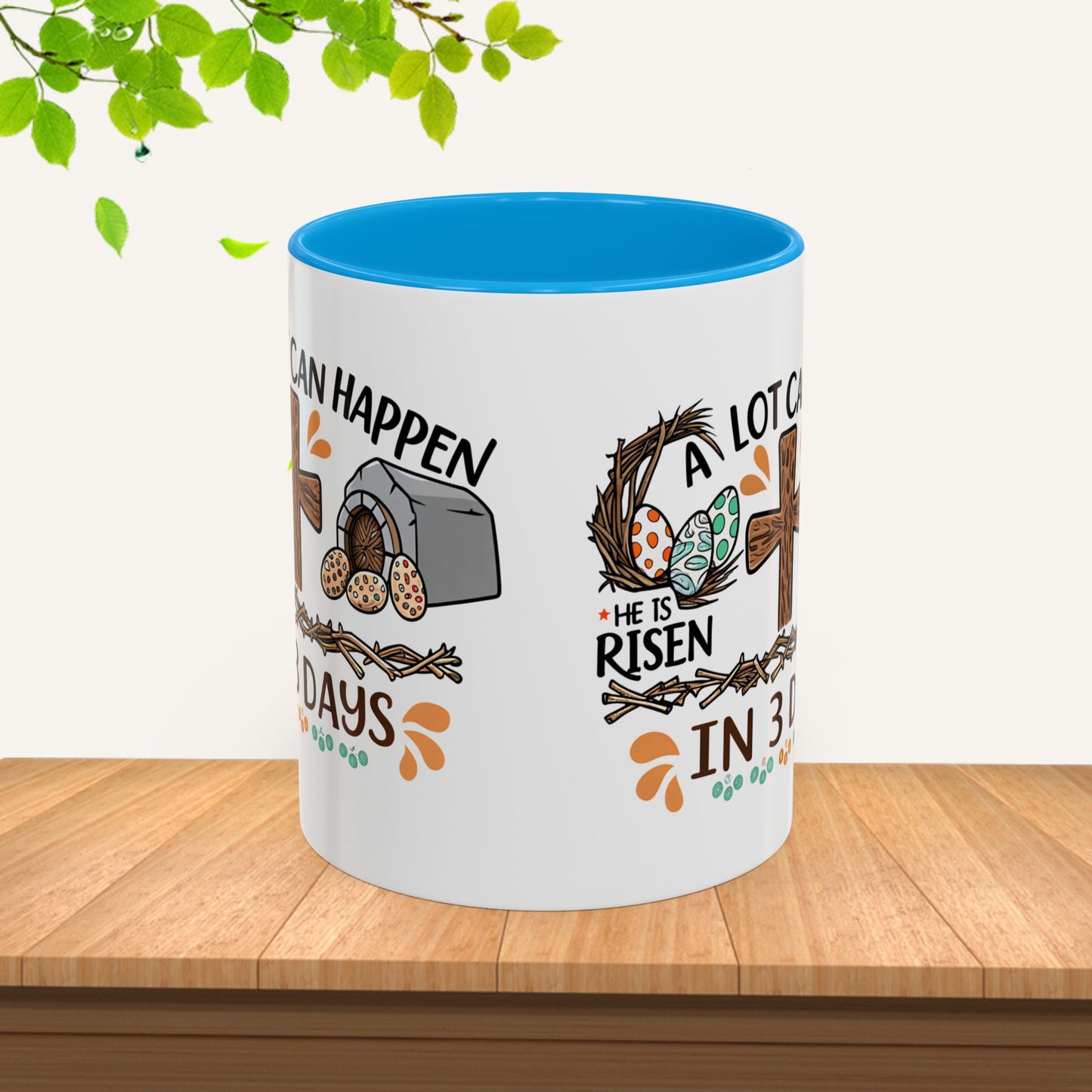 Inspirational Easter Mug - "A Lot Can Happen in 3 Days" - Colorful 11oz & 15oz Coffee Cup - GULLYDESIGN