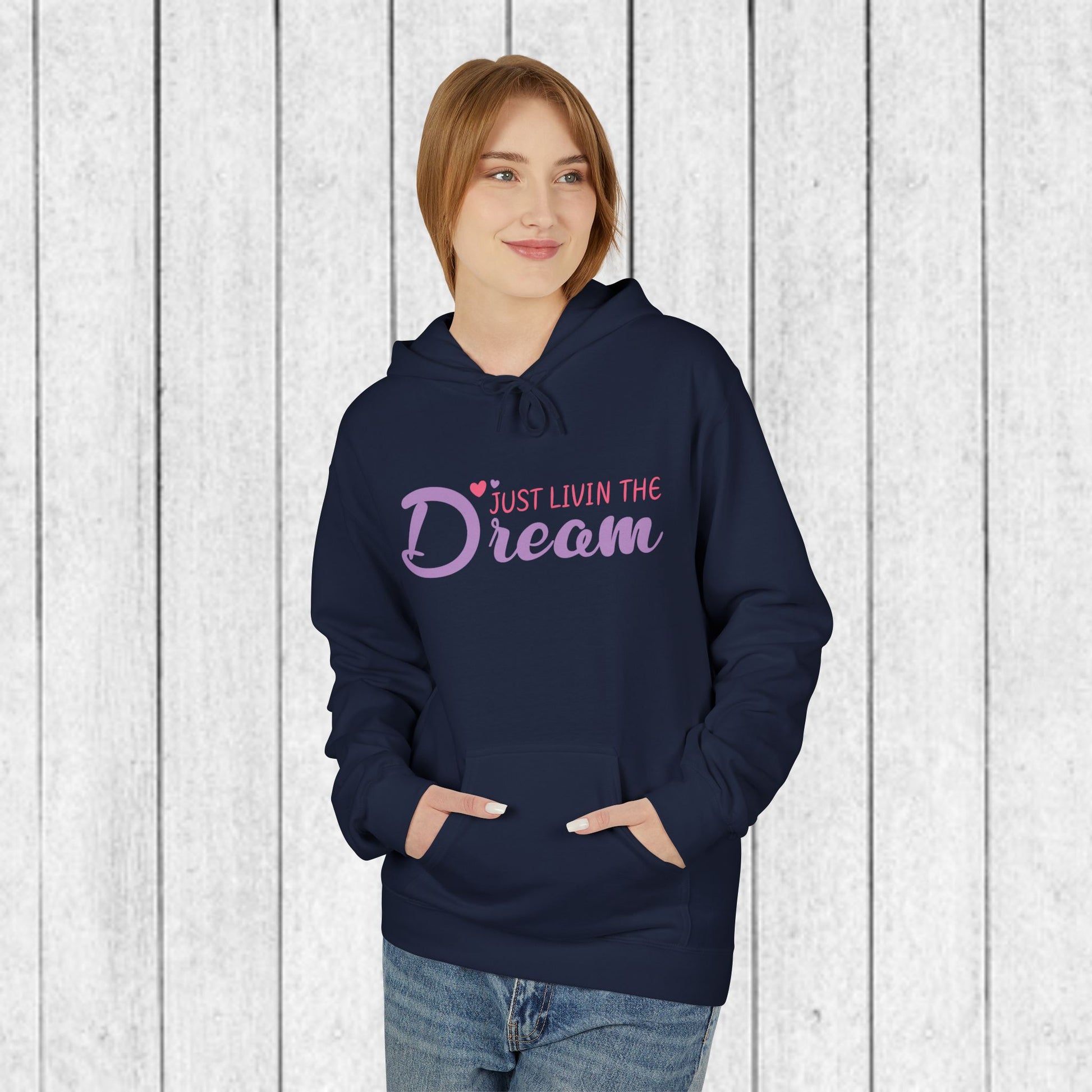 Just Livin' The Dream Hoodie - Unisex Midweight Softstyle Fleece, Cozy Casual Wear - GULLYDESIGN