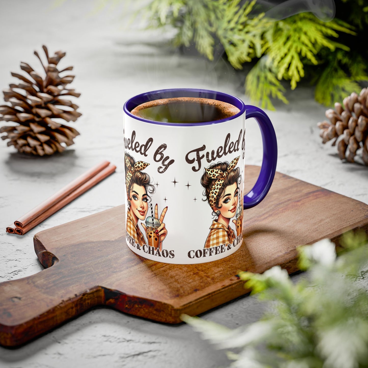 Colorful Coffee Mug - "Fueled by Coffee & Chaos" - Fun & Trendy Drinkware for Coffee Lovers