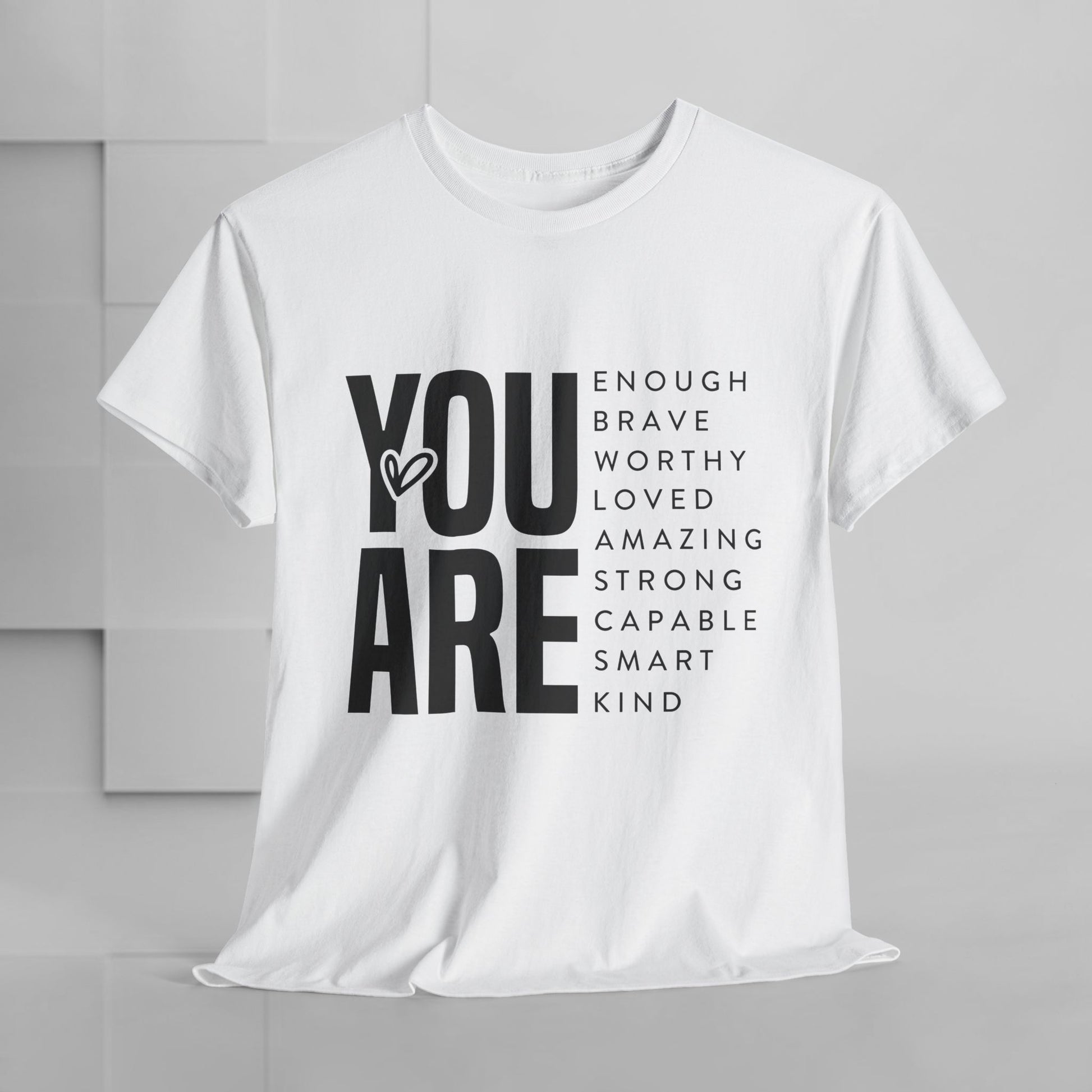 You Are Enough Unisex Heavy Cotton Tee | Inspirational Graphic Tee for Self-Love and Positivity - GULLYDESIGN