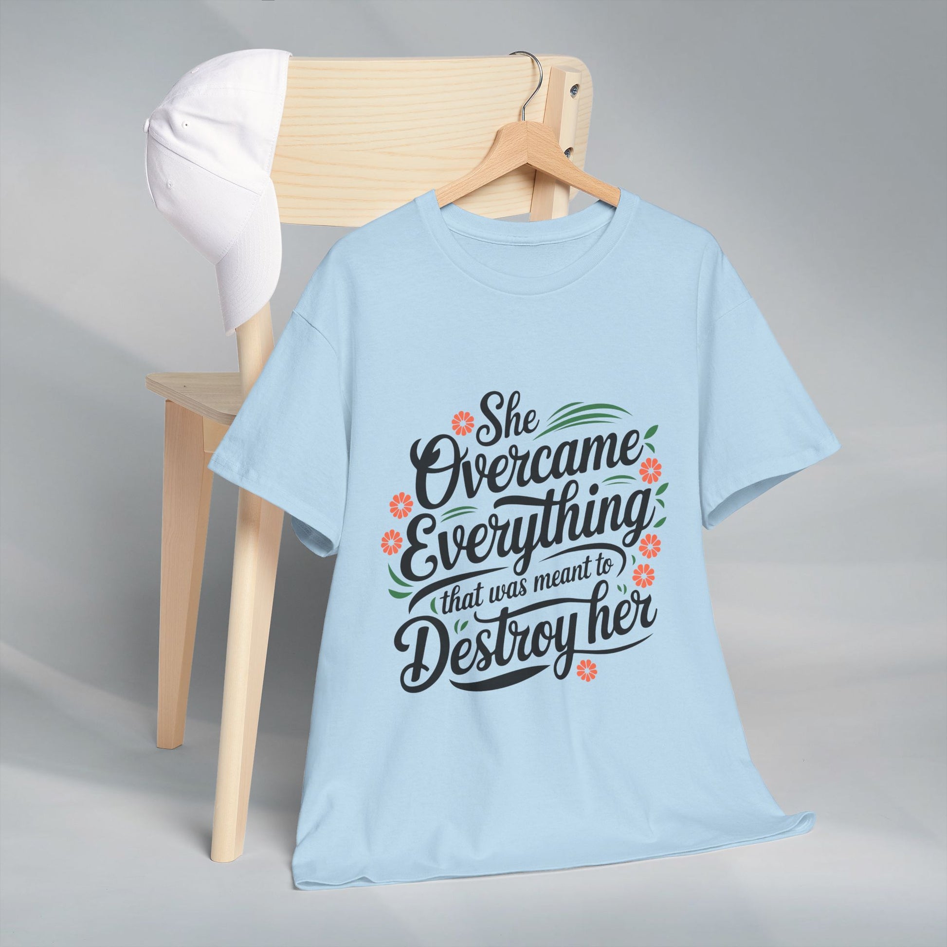 Empowering Women's Quote Unisex Heavy Cotton Tee - 'She Overcame Everything' - GULLYDESIGN