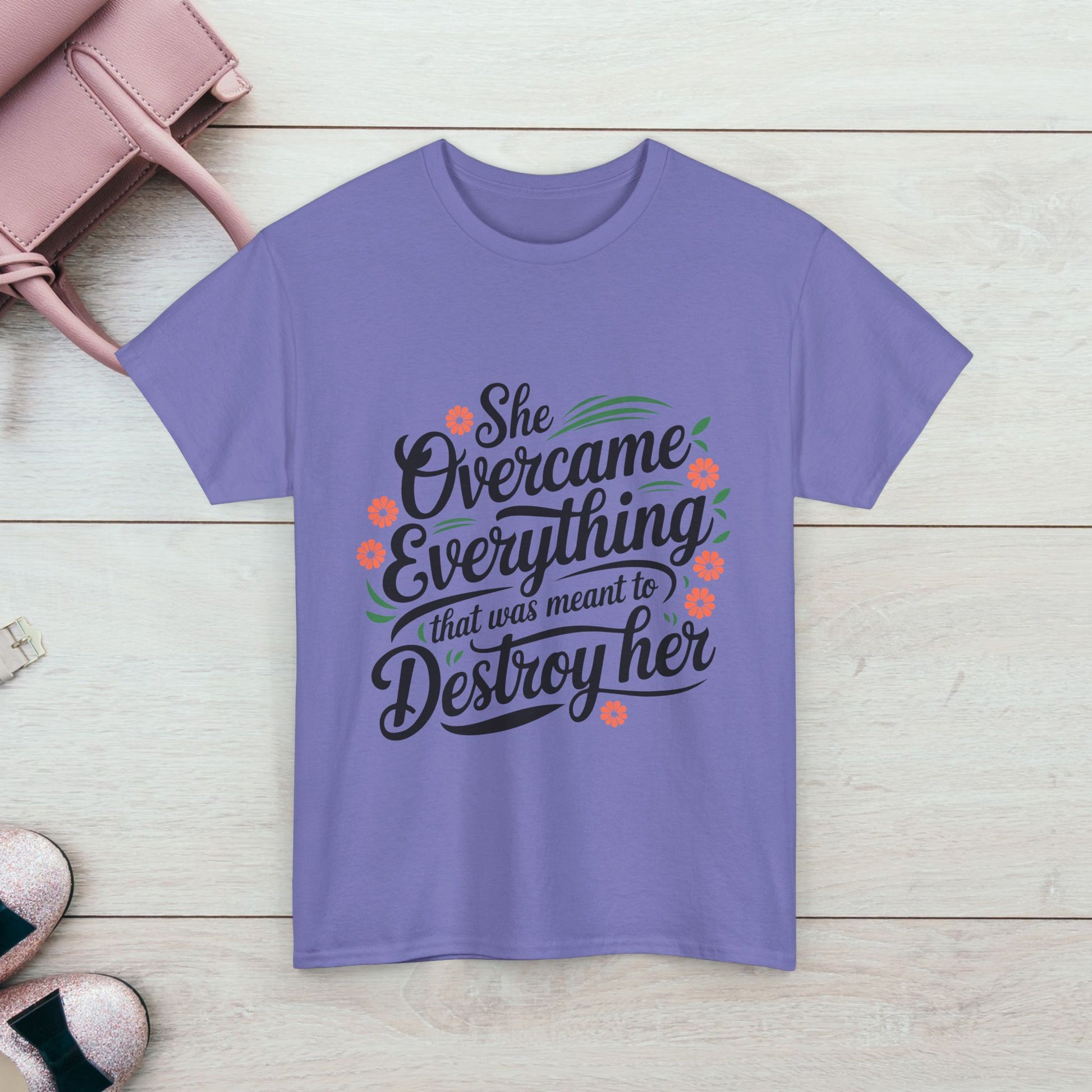Empowering Women's Quote Unisex Heavy Cotton Tee - 'She Overcame Everything' - GULLYDESIGN