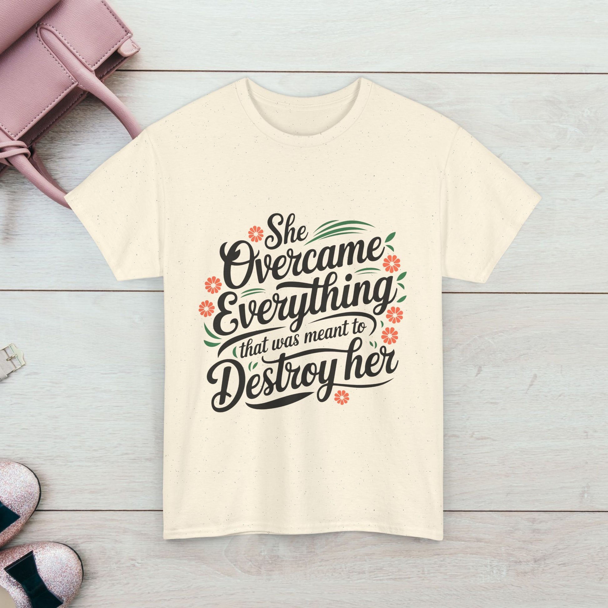 Empowering Women's Quote Unisex Heavy Cotton Tee - 'She Overcame Everything' - GULLYDESIGN
