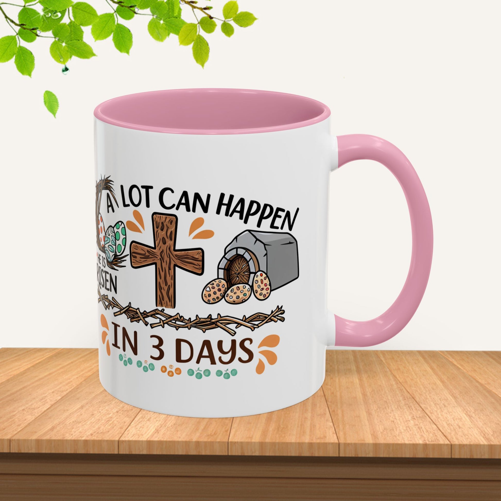 Inspirational Easter Mug - "A Lot Can Happen in 3 Days" - Colorful 11oz & 15oz Coffee Cup - GULLYDESIGN