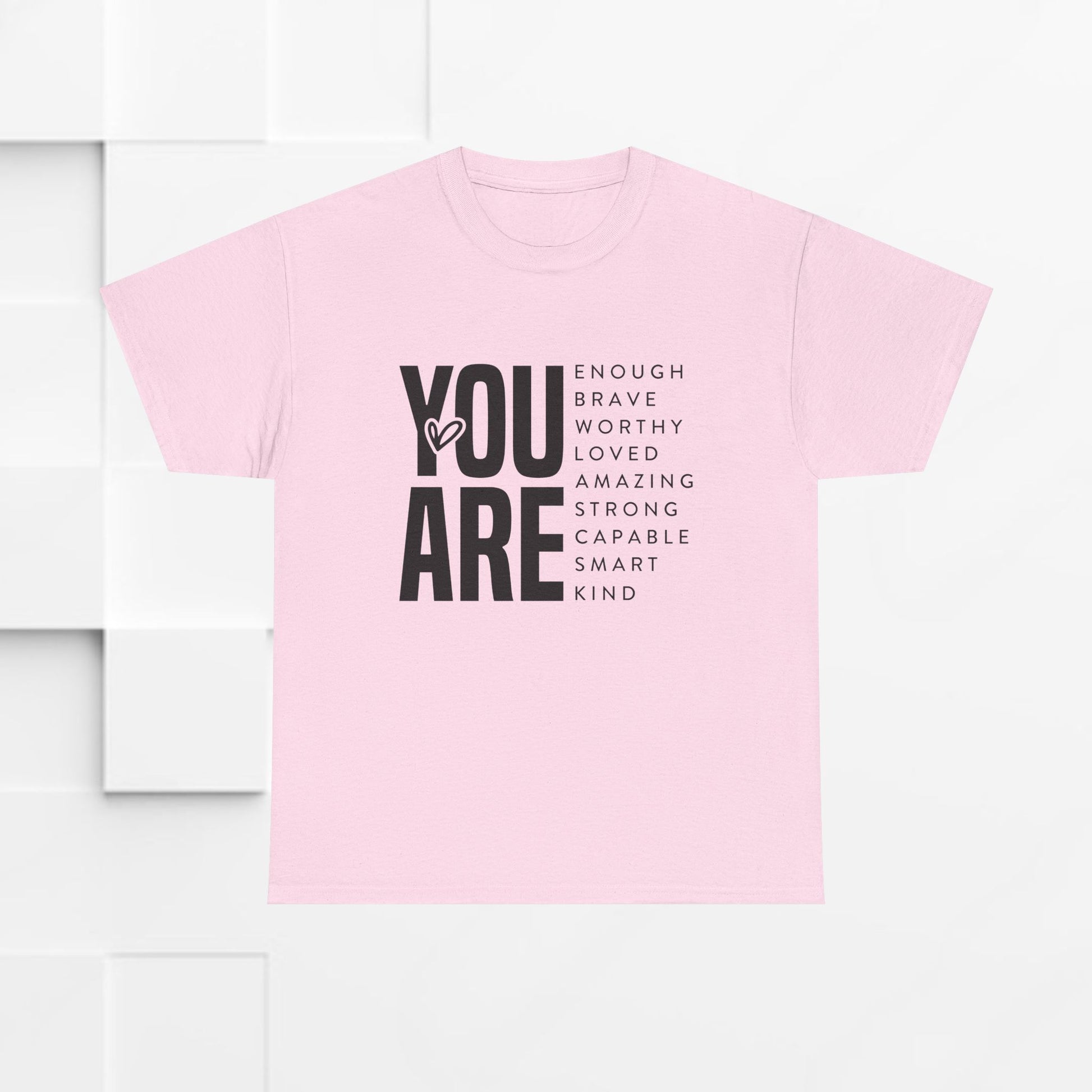 You Are Enough Unisex Heavy Cotton Tee | Inspirational Graphic Tee for Self-Love and Positivity - GULLYDESIGN