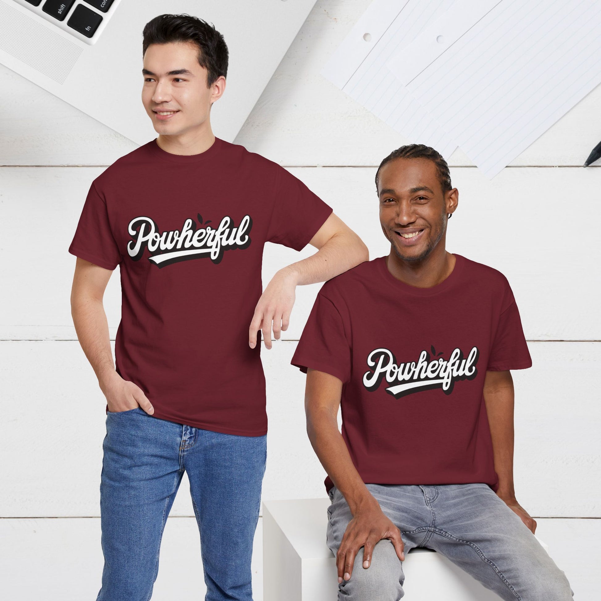 Unisex Heavy Cotton Tee - 'Powerful' Graphic Tee for Empowerment and Self-Expression - GULLYDESIGN