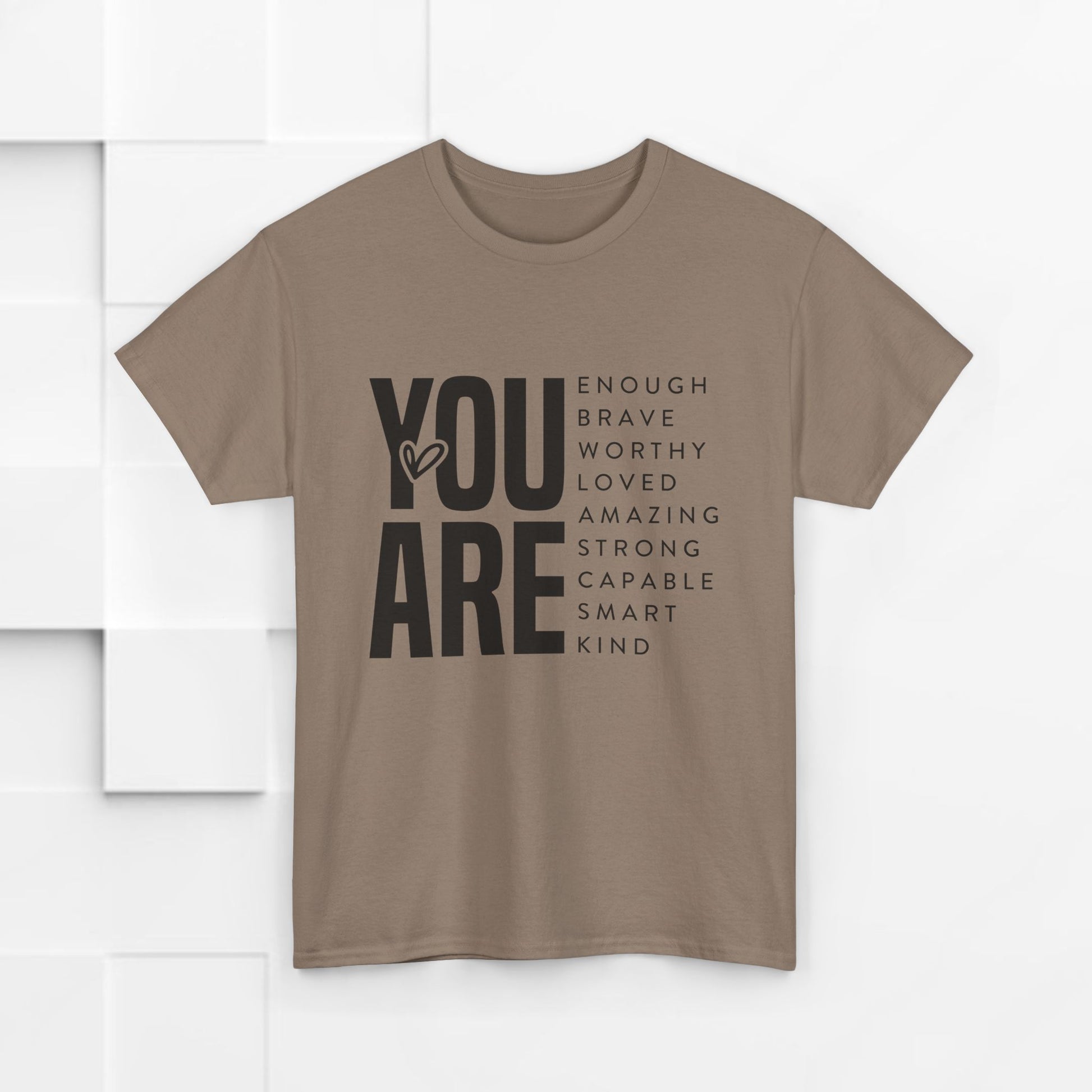 You Are Enough Unisex Heavy Cotton Tee | Inspirational Graphic Tee for Self-Love and Positivity - GULLYDESIGN