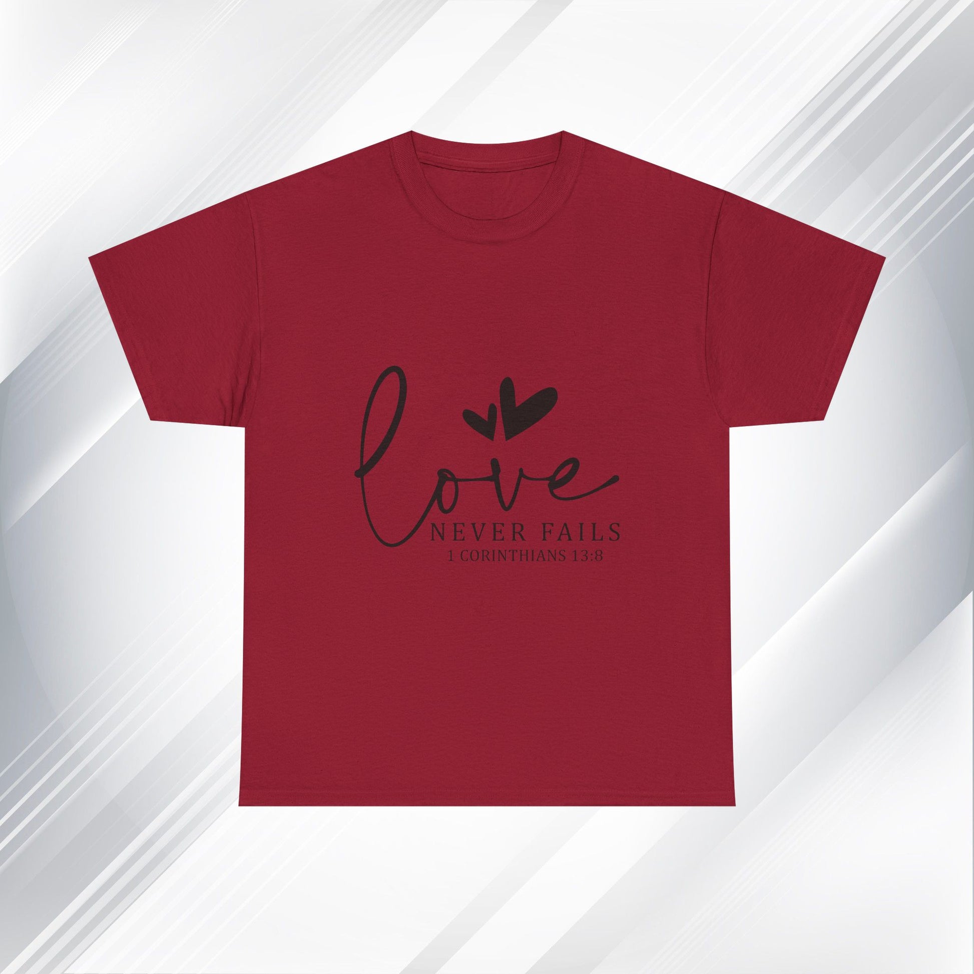 Love Never Fails Unisex Heavy Cotton Tee - Inspirational Christian T-Shirt - GULLYDESIGN