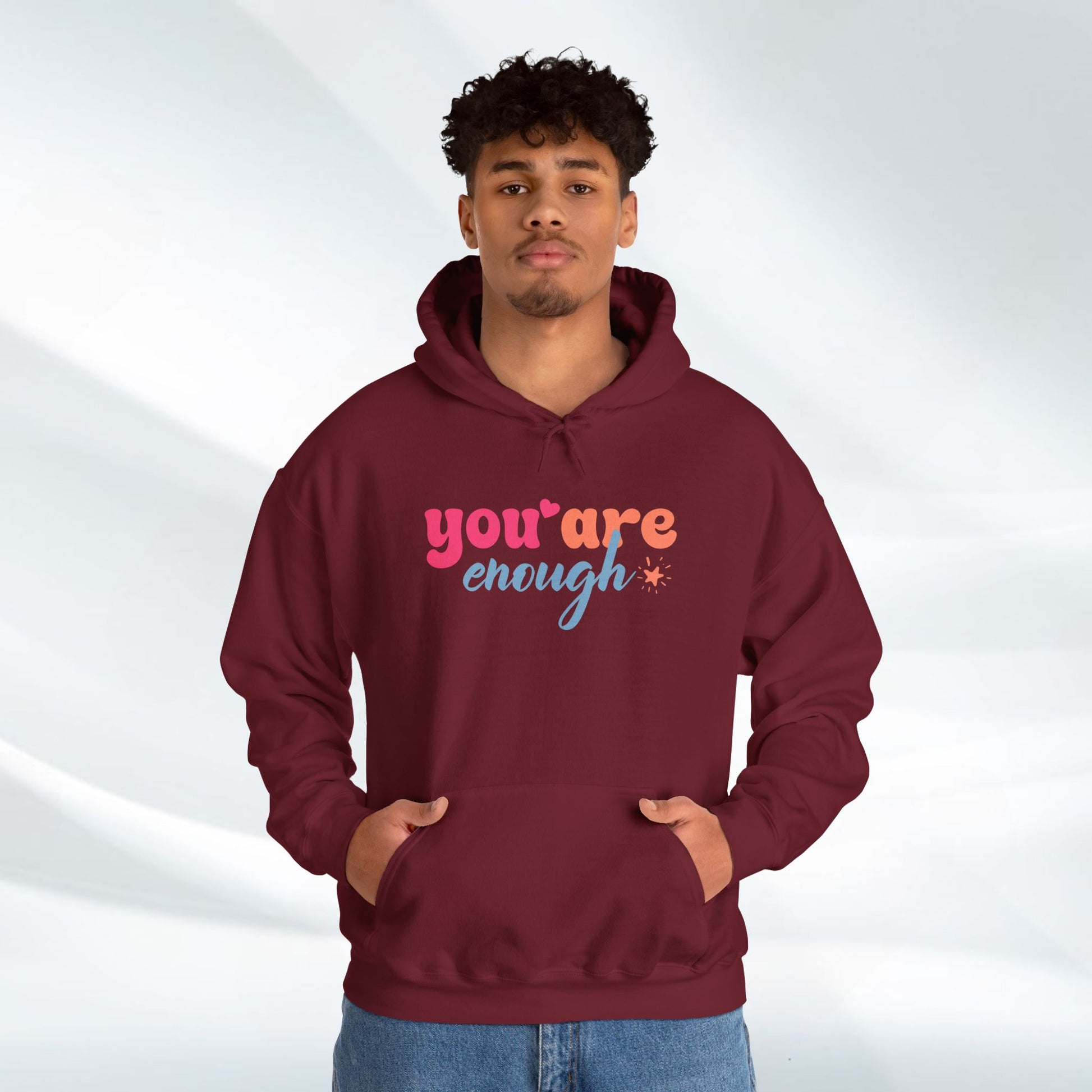 Inspirational Unisex Hoodie - 'You Are Enough' Motivational Sweatshirt for Self-Love & Positivity - GULLYDESIGN