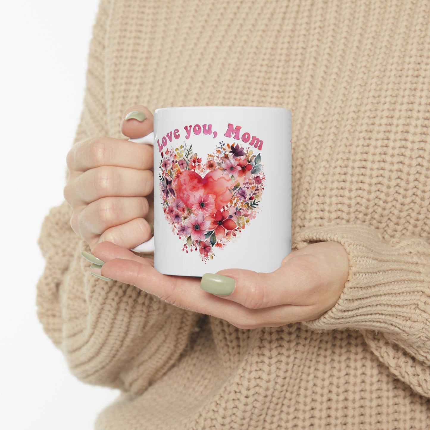 Love You, Mom Floral Ceramic Mug - Perfect Gift for Mother's Day