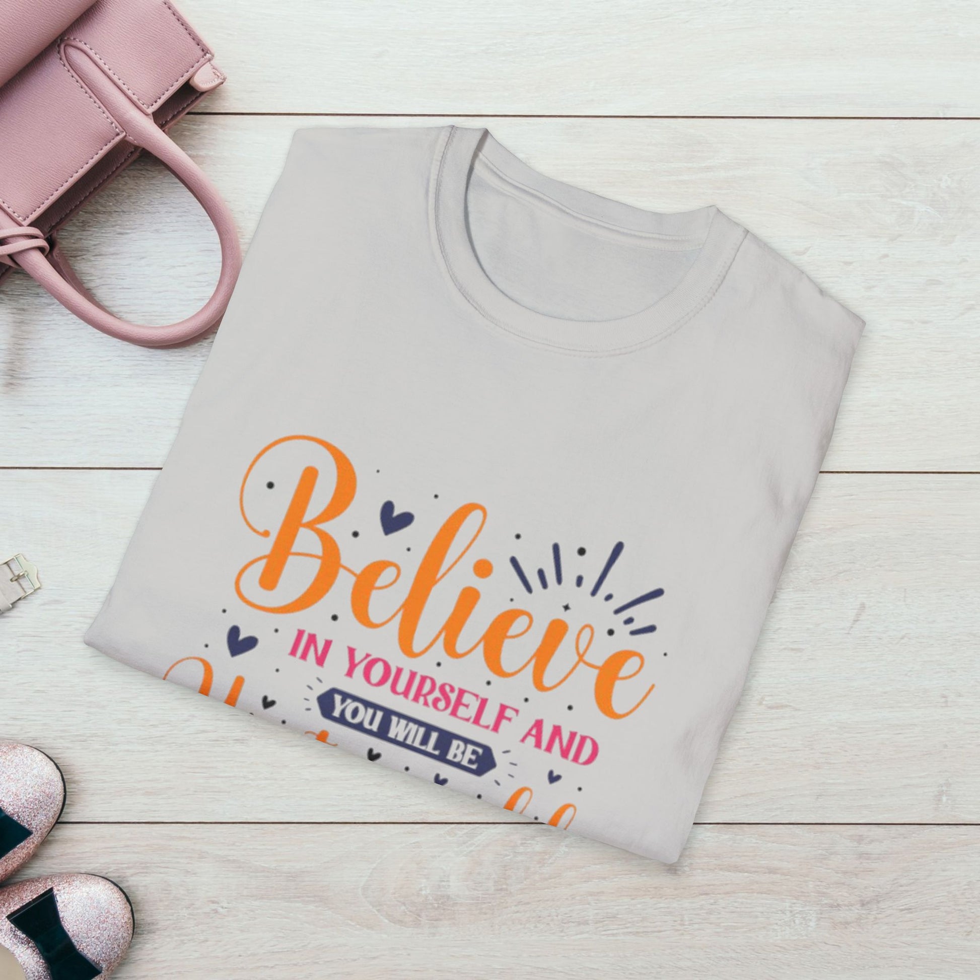 Unisex Softstyle T-Shirt - 'Believe in Yourself and You Will Be Unstoppable' Inspirational Tee - GULLYDESIGN