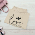 Inspirational Love Sweatshirt - Unisex Heavy Blend™ Hoodie with 1 Corinthians 13:8 - GULLYDESIGN