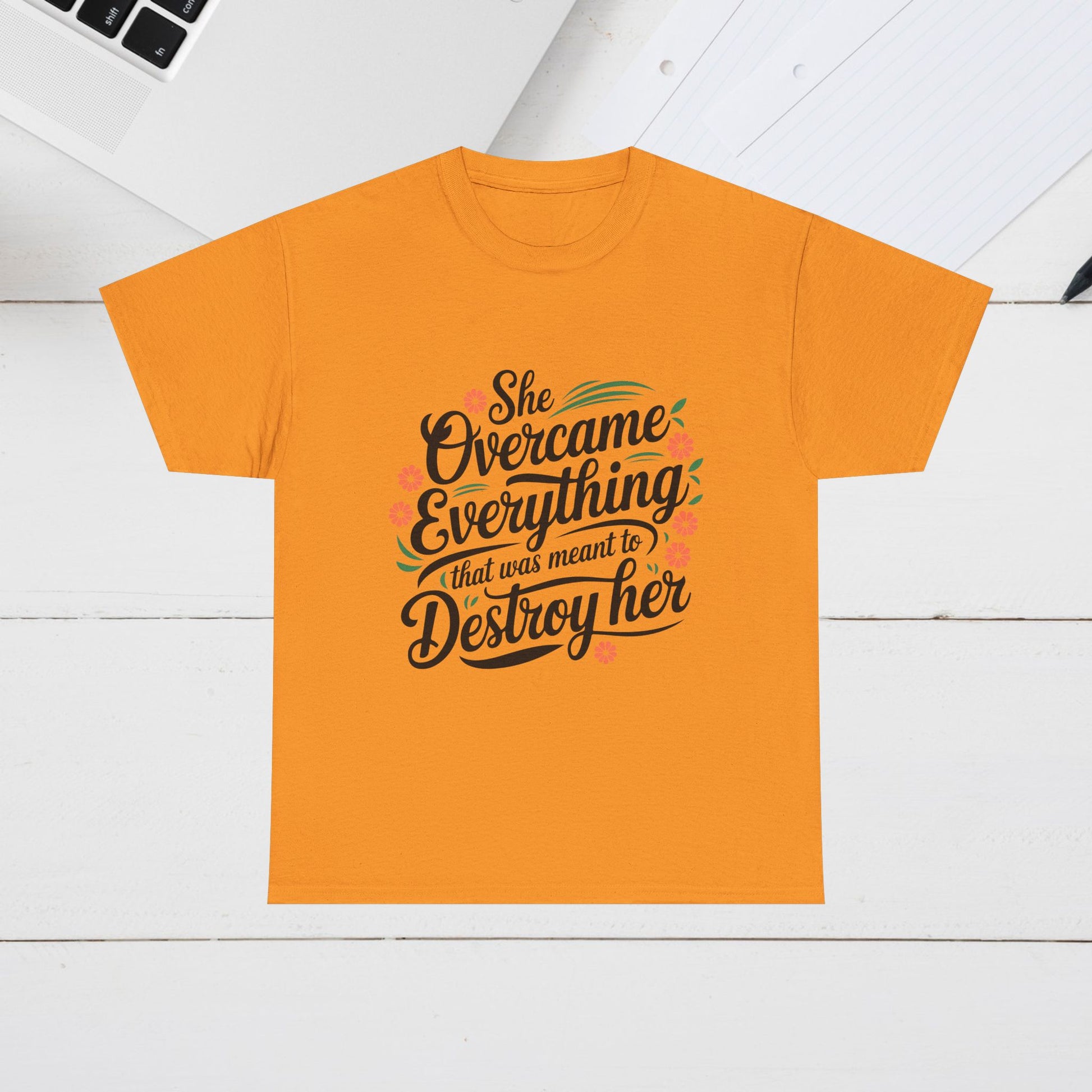 Empowering Women's Quote Unisex Heavy Cotton Tee - 'She Overcame Everything' - GULLYDESIGN