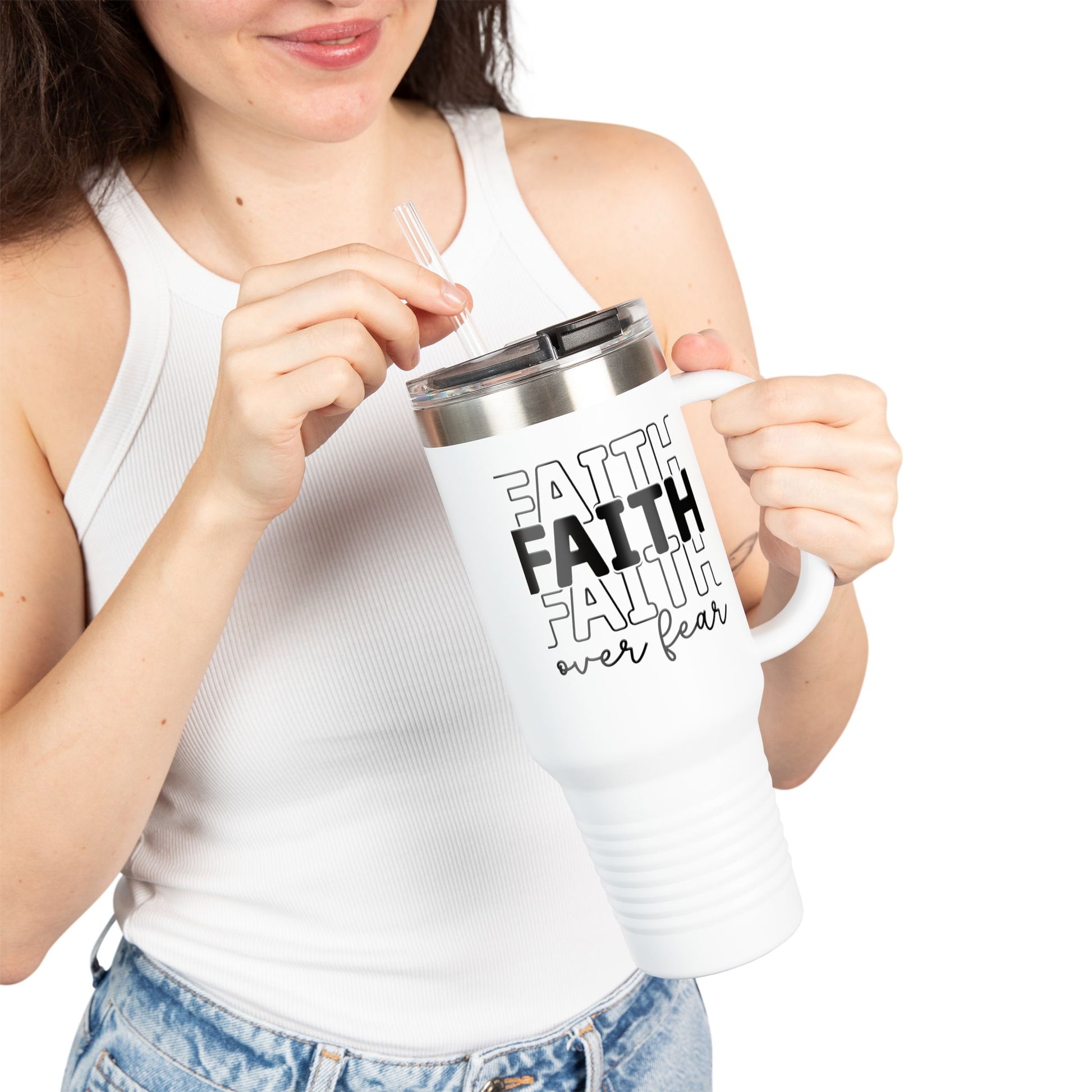 Faith Over Fear Insulated Travel Mug - 40oz Coffee Cup - GULLYDESIGN