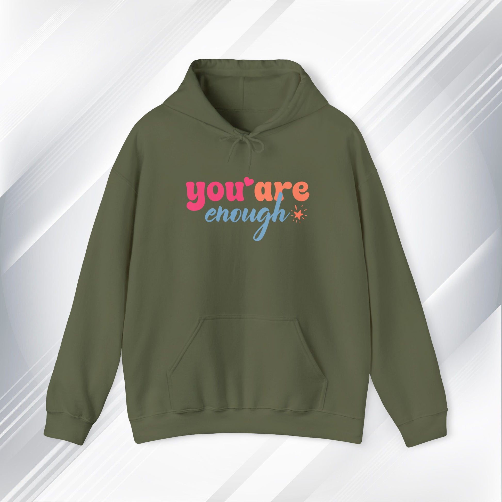 Inspirational Unisex Hoodie - 'You Are Enough' Motivational Sweatshirt for Self-Love & Positivity - GULLYDESIGN