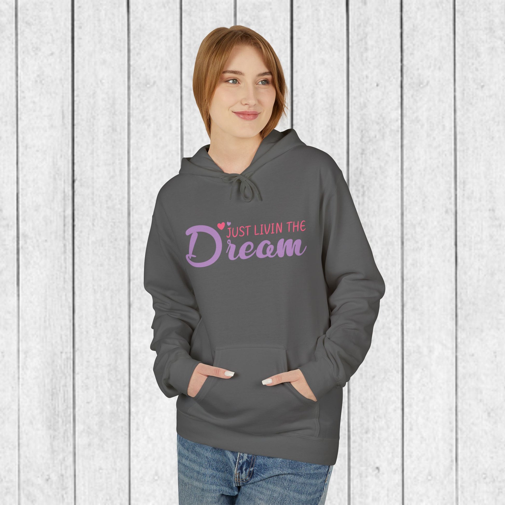 Just Livin' The Dream Hoodie - Unisex Midweight Softstyle Fleece, Cozy Casual Wear - GULLYDESIGN