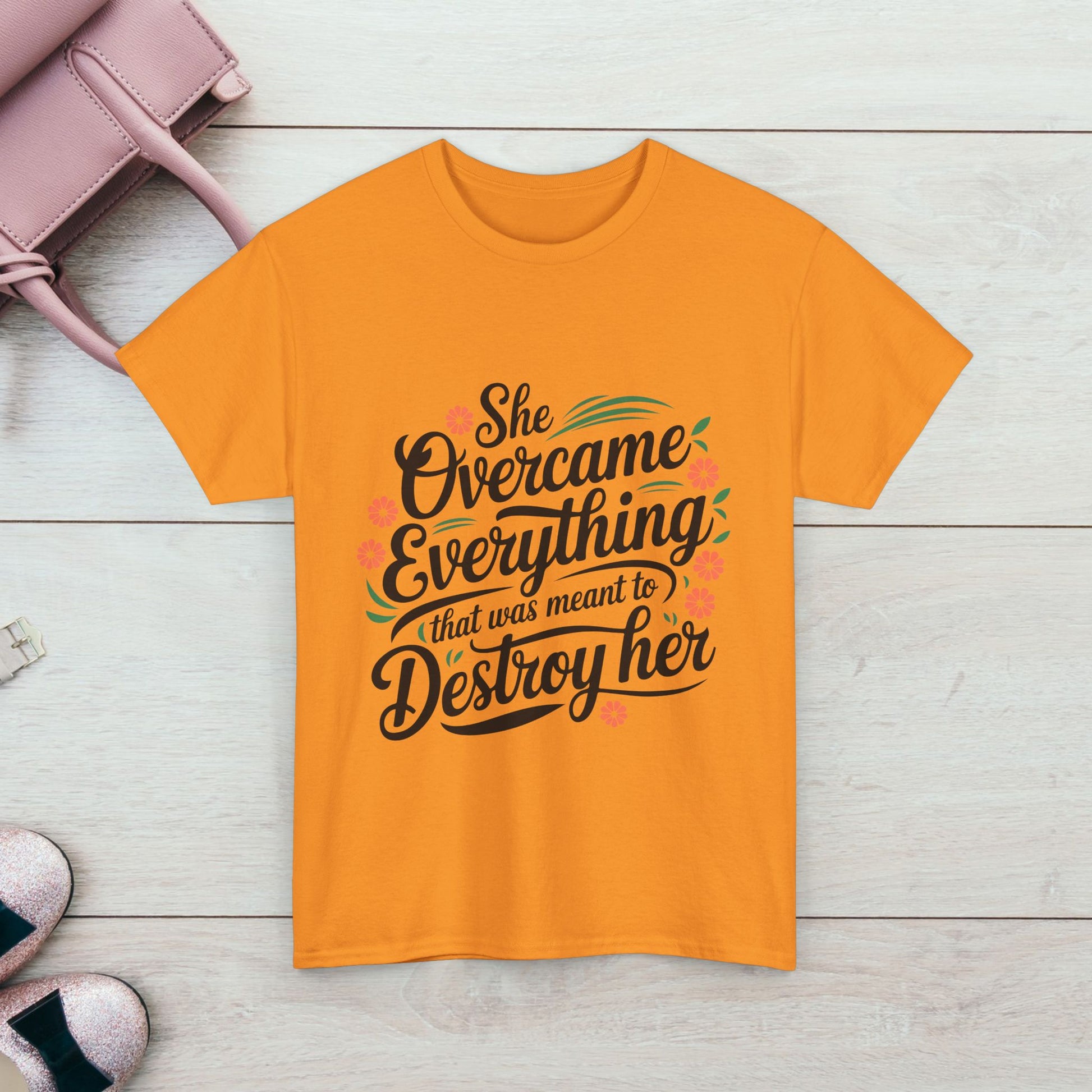 Empowering Women's Quote Unisex Heavy Cotton Tee - 'She Overcame Everything' - GULLYDESIGN