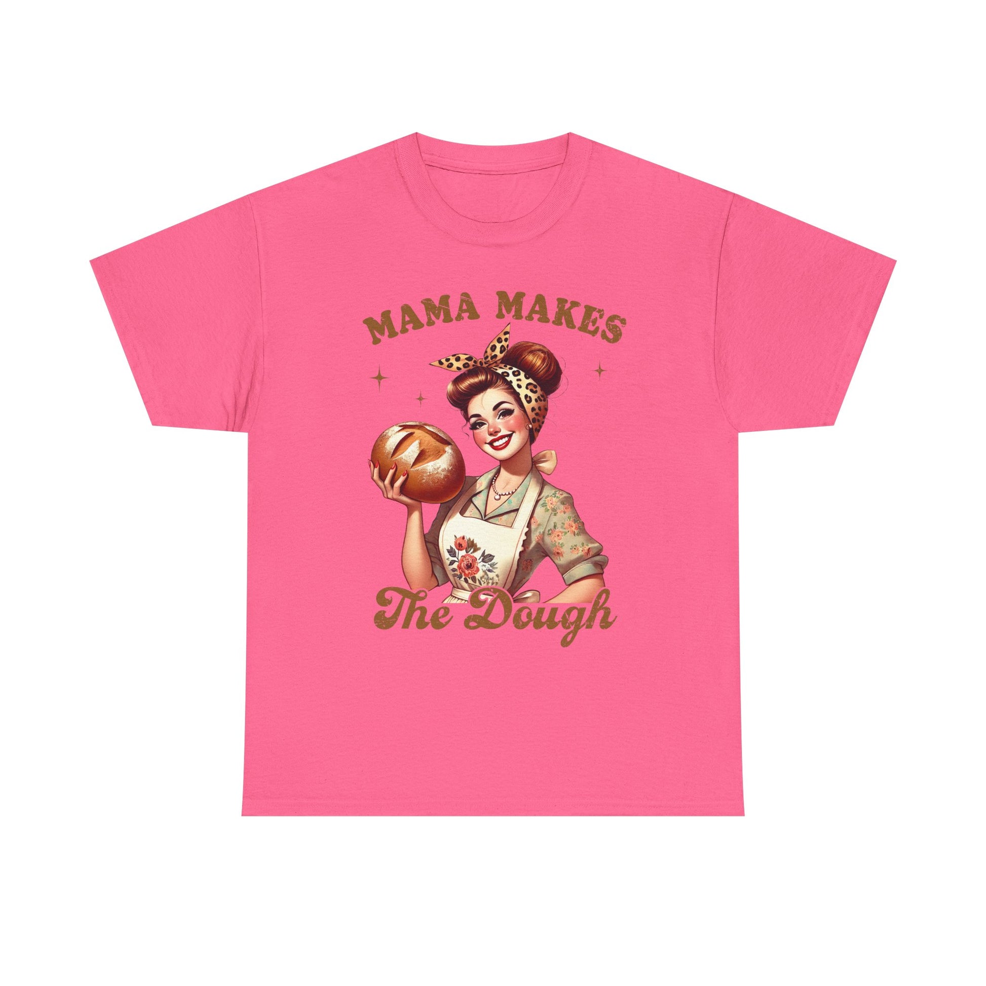 Funny Baking T-Shirt | "Mama Makes The Dough" Unisex Heavy Cotton Tee | Perfect Gift for Moms & Bakers - GULLYDESIGN