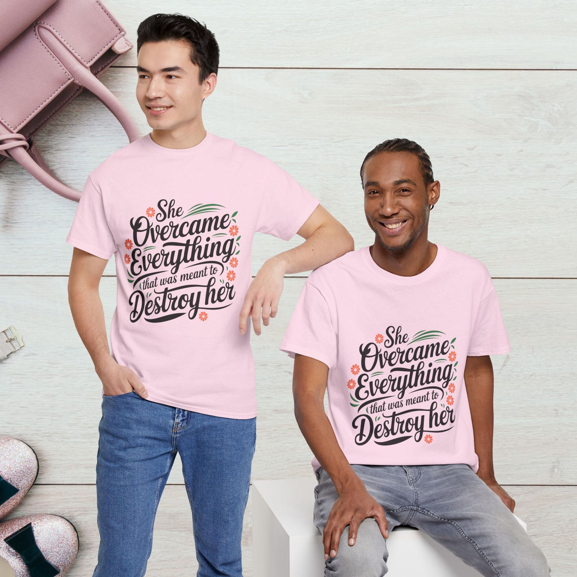 Empowering Women's Quote Unisex Heavy Cotton Tee - 'She Overcame Everything' - GULLYDESIGN