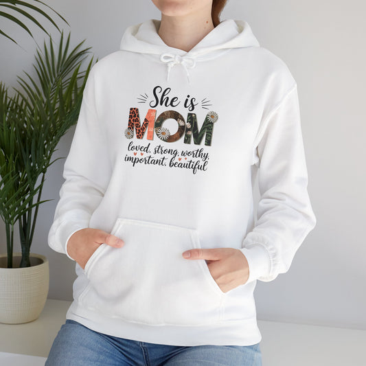 She is MOM Hooded Sweatshirt - Soft, Warm & Inspirational Gift for Mother's Day