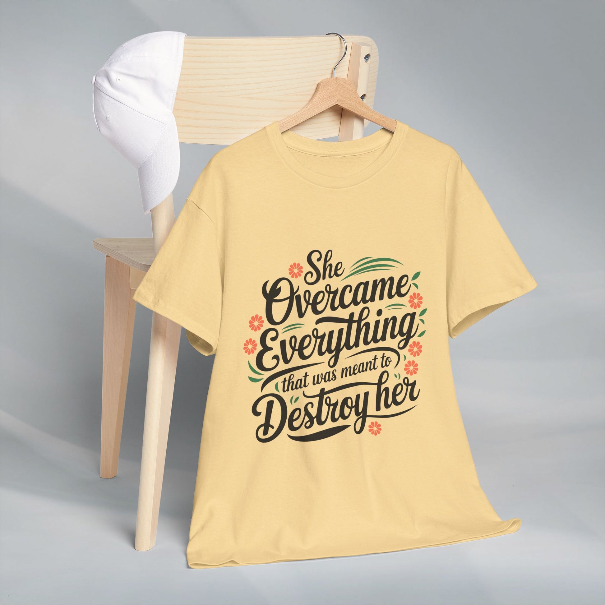 Empowering Women's Quote Unisex Heavy Cotton Tee - 'She Overcame Everything' - GULLYDESIGN