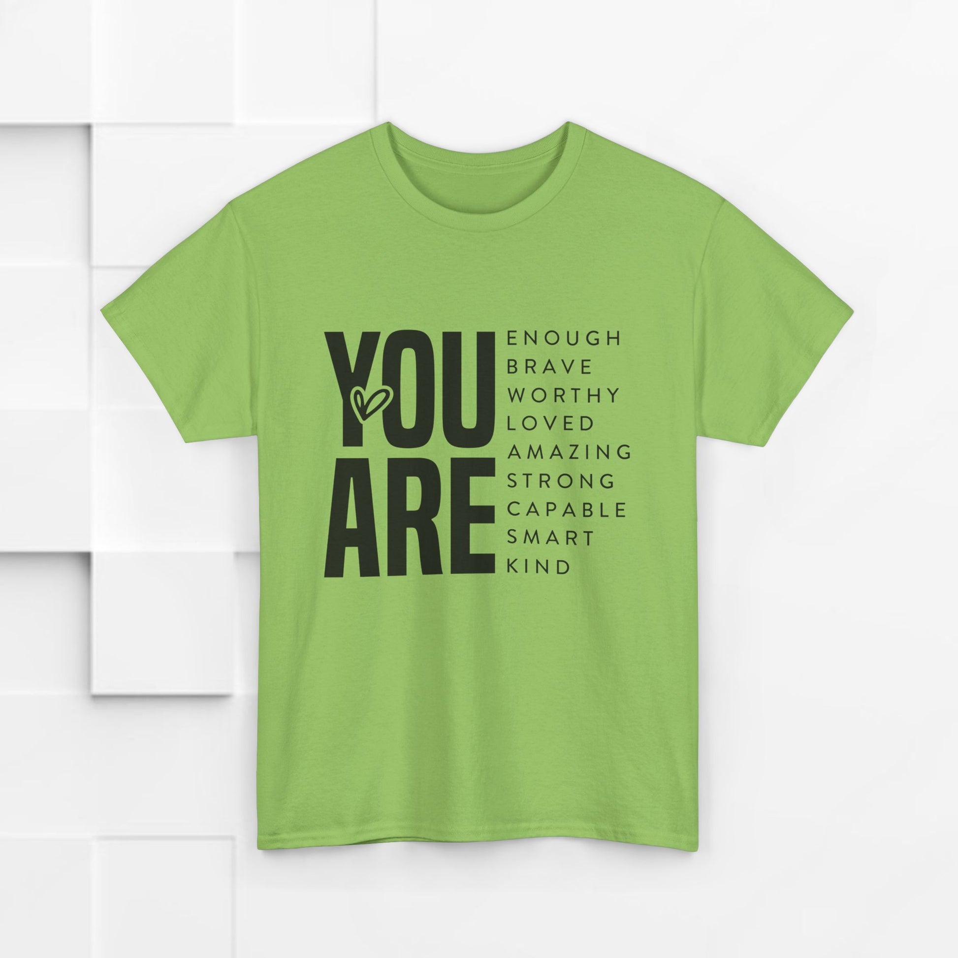 You Are Enough Unisex Heavy Cotton Tee | Inspirational Graphic Tee for Self-Love and Positivity - GULLYDESIGN